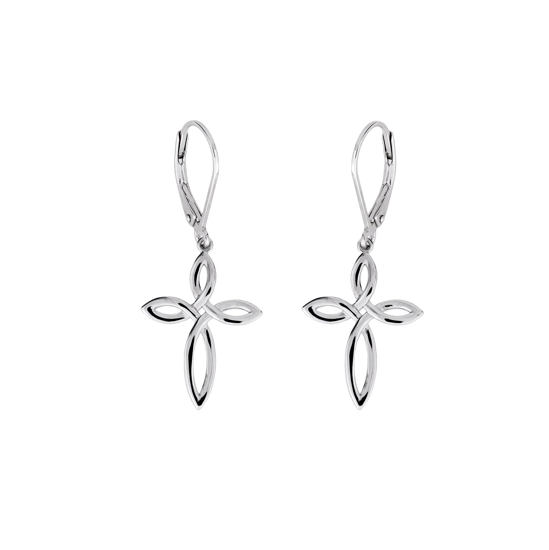Silver Celtic Cross Drop Earrings