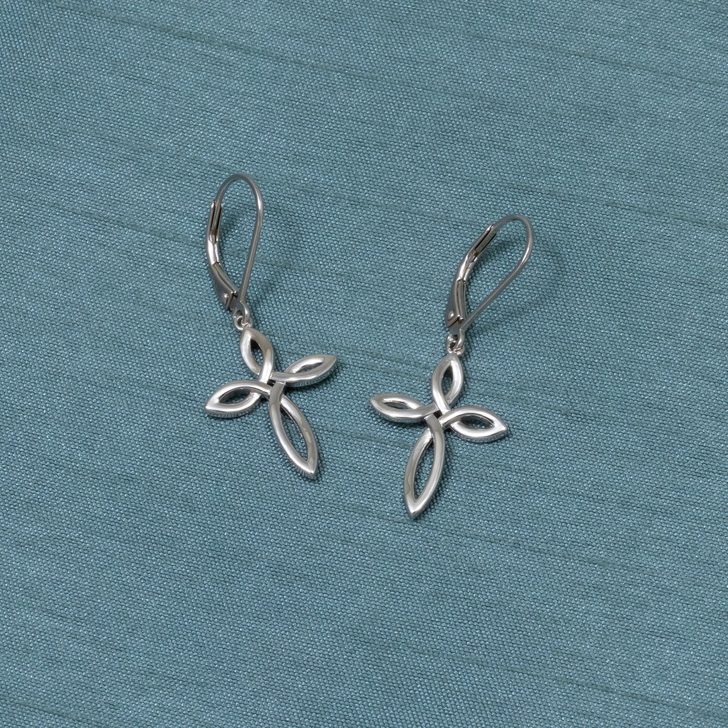 Silver Celtic Cross Drop Earrings