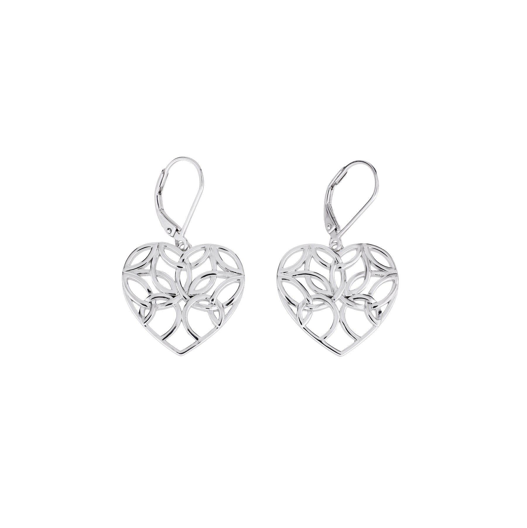 Silver Celtic Tree of Life Heart Drop Earrings