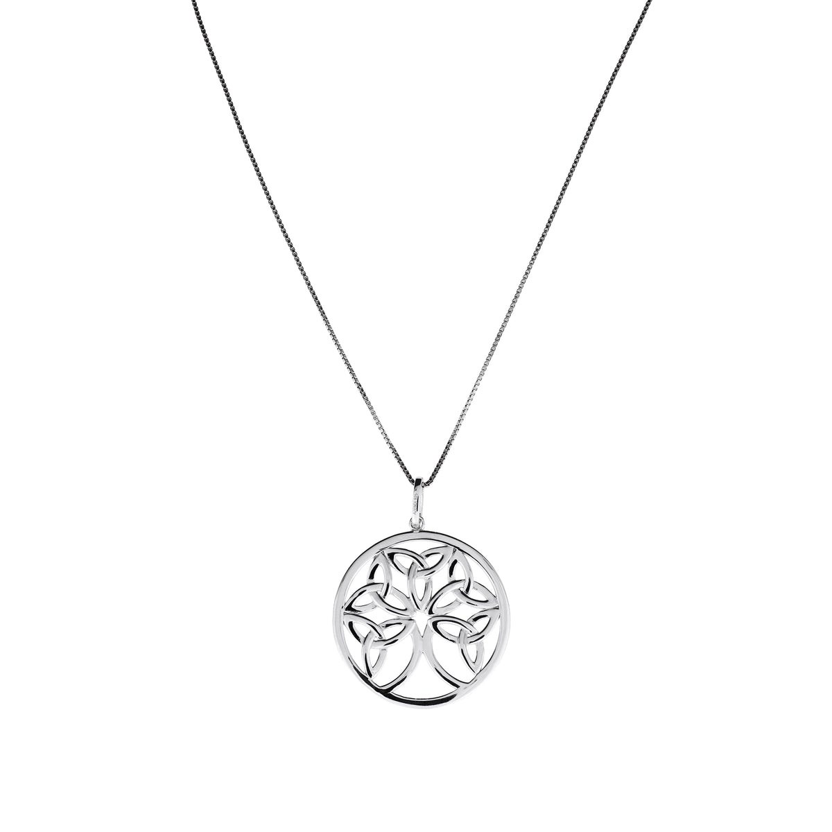 Silver Celtic Tree of Life Round Pendant