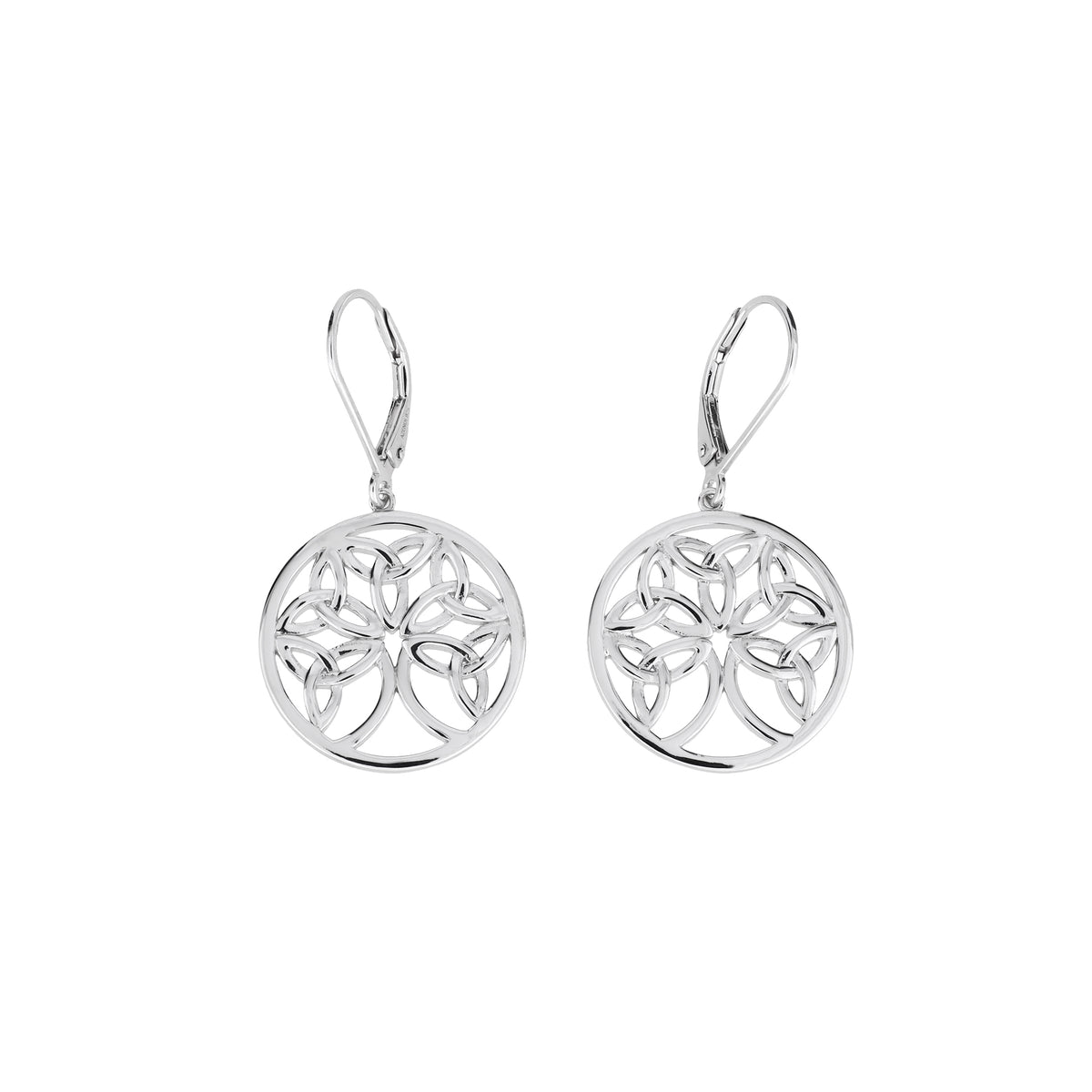 Silver Celtic Tree of Life Round Drop Earrings