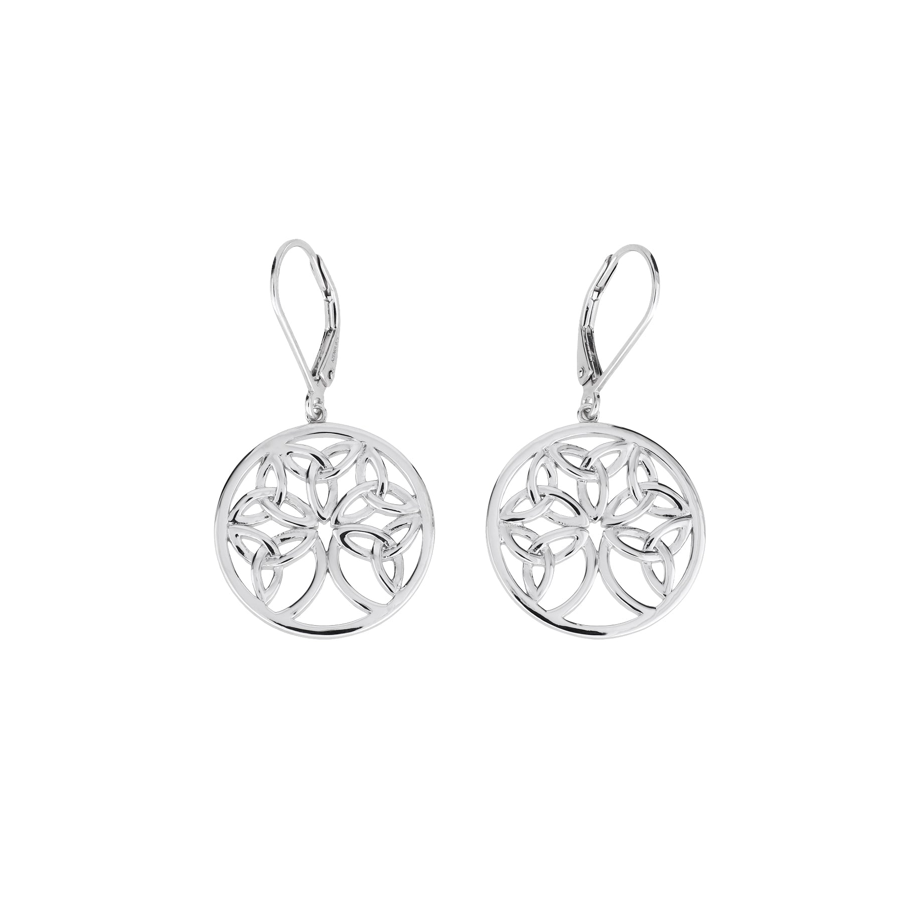 Silver Celtic Tree of Life Round Drop Earrings