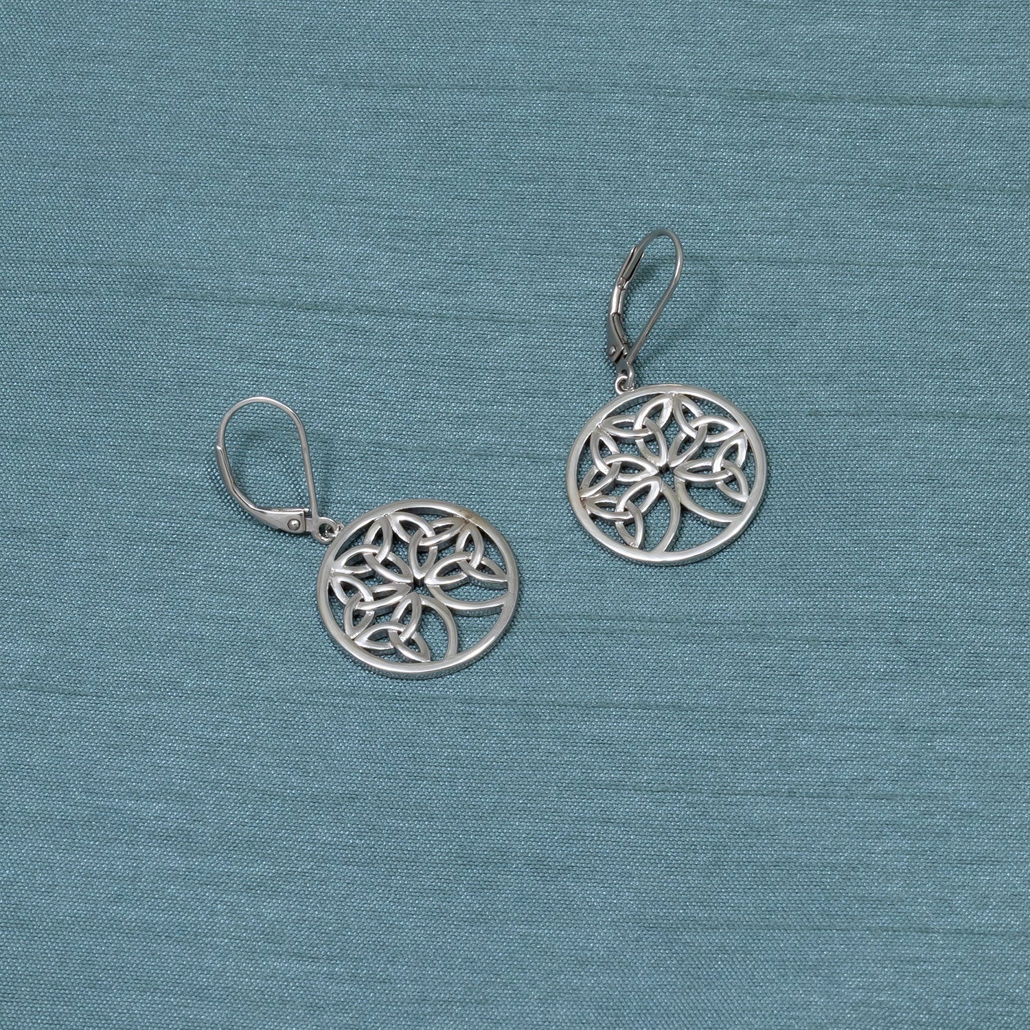 Silver Celtic Tree of Life Round Drop Earrings