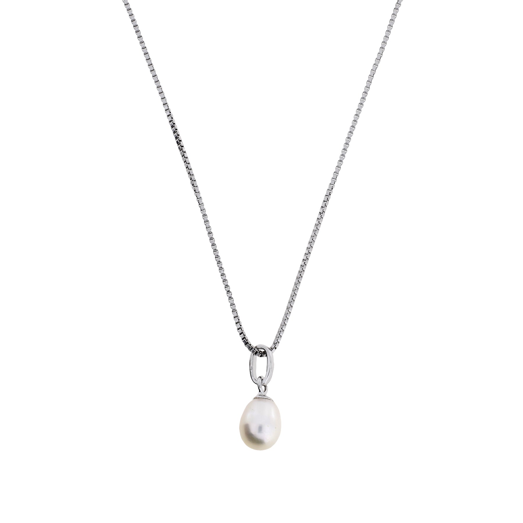 Simple Silver Teardrop Freshwater Pearl Pendant