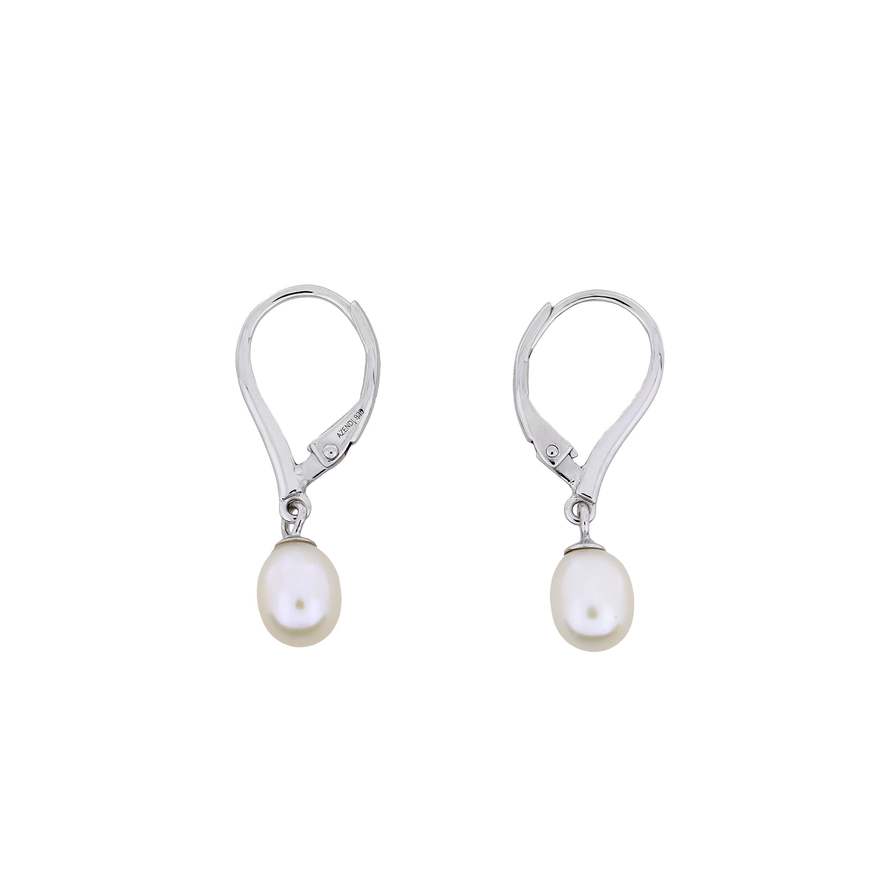 Simple Silver Teardrop Freshwater Pearl Drop Earrings - Azendi