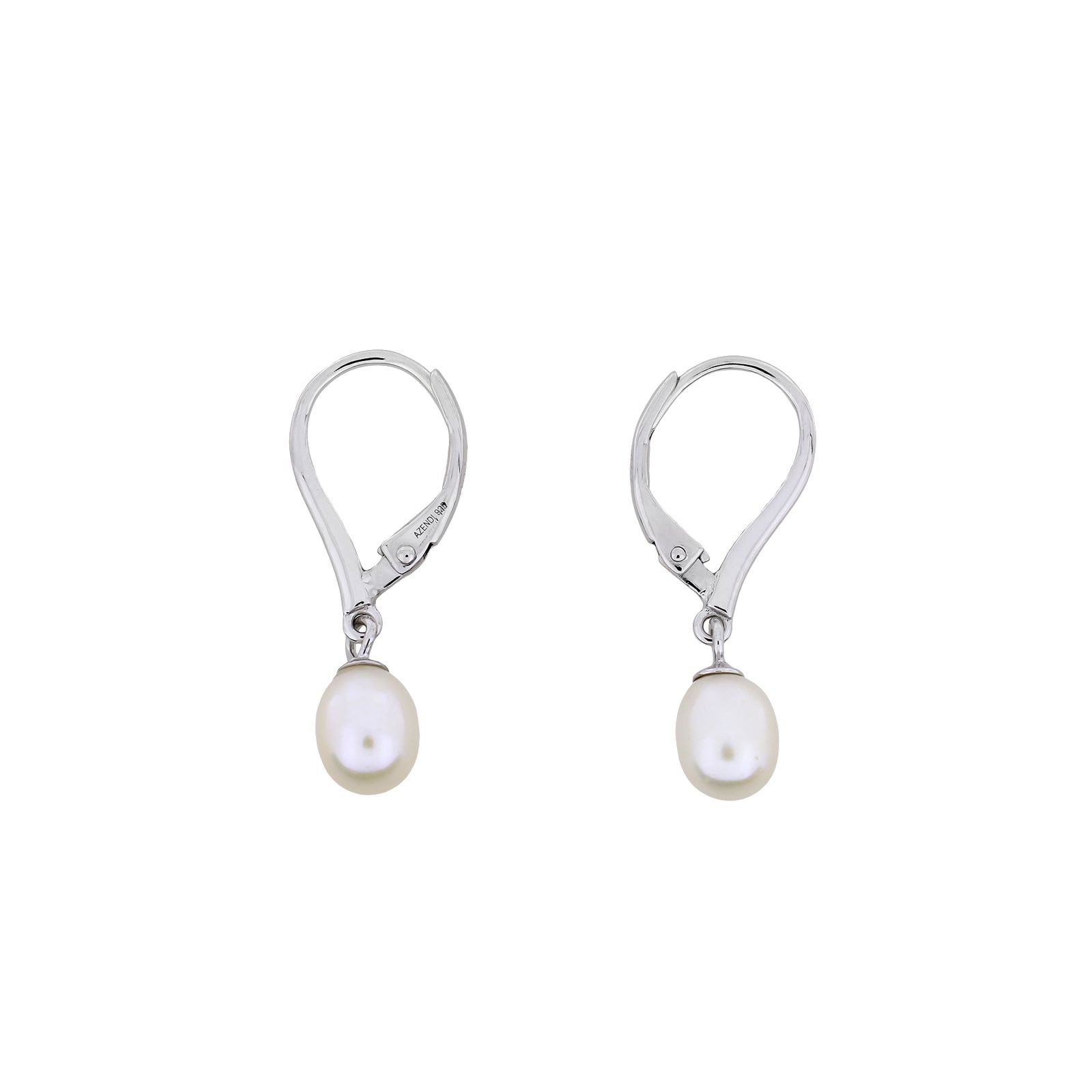 Simple Silver Teardrop Freshwater Pearl Drop Earrings