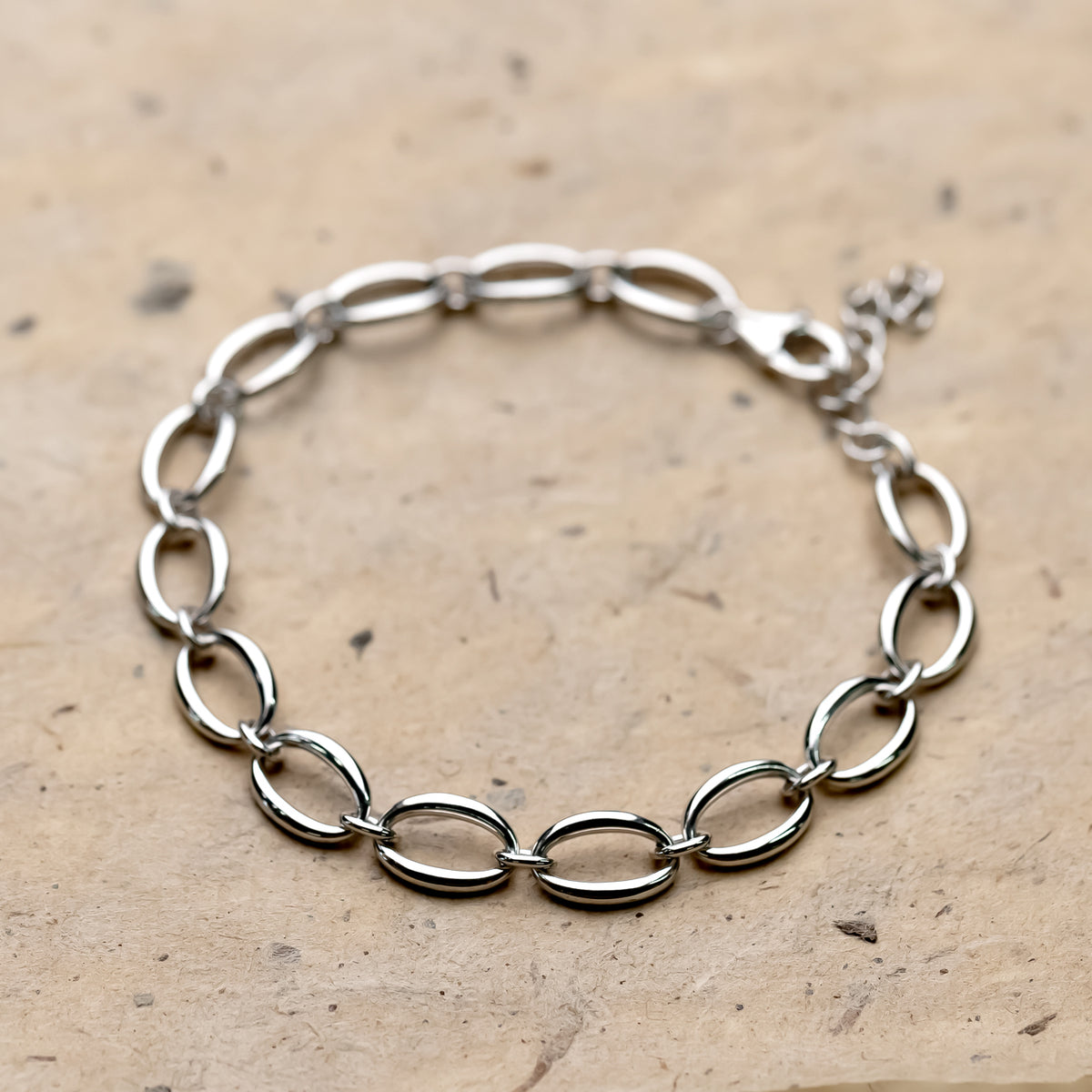 Sterling Silver Open Ovals Linked Bracelet
