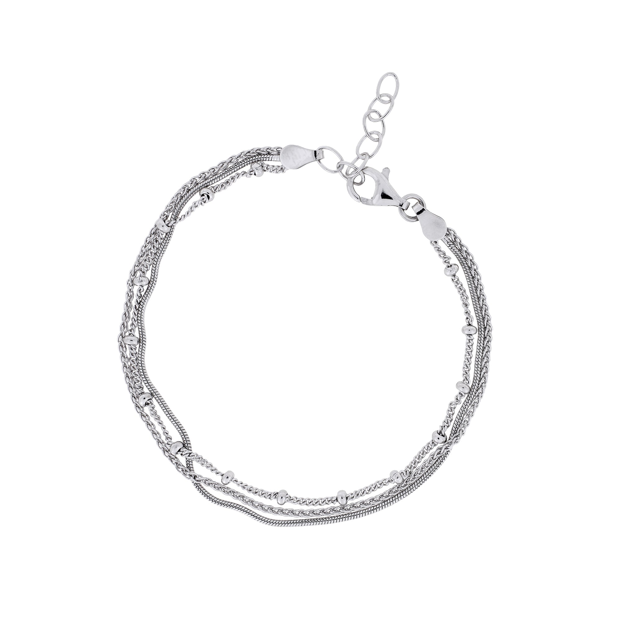 Silver Triple Strand Chain Bracelet