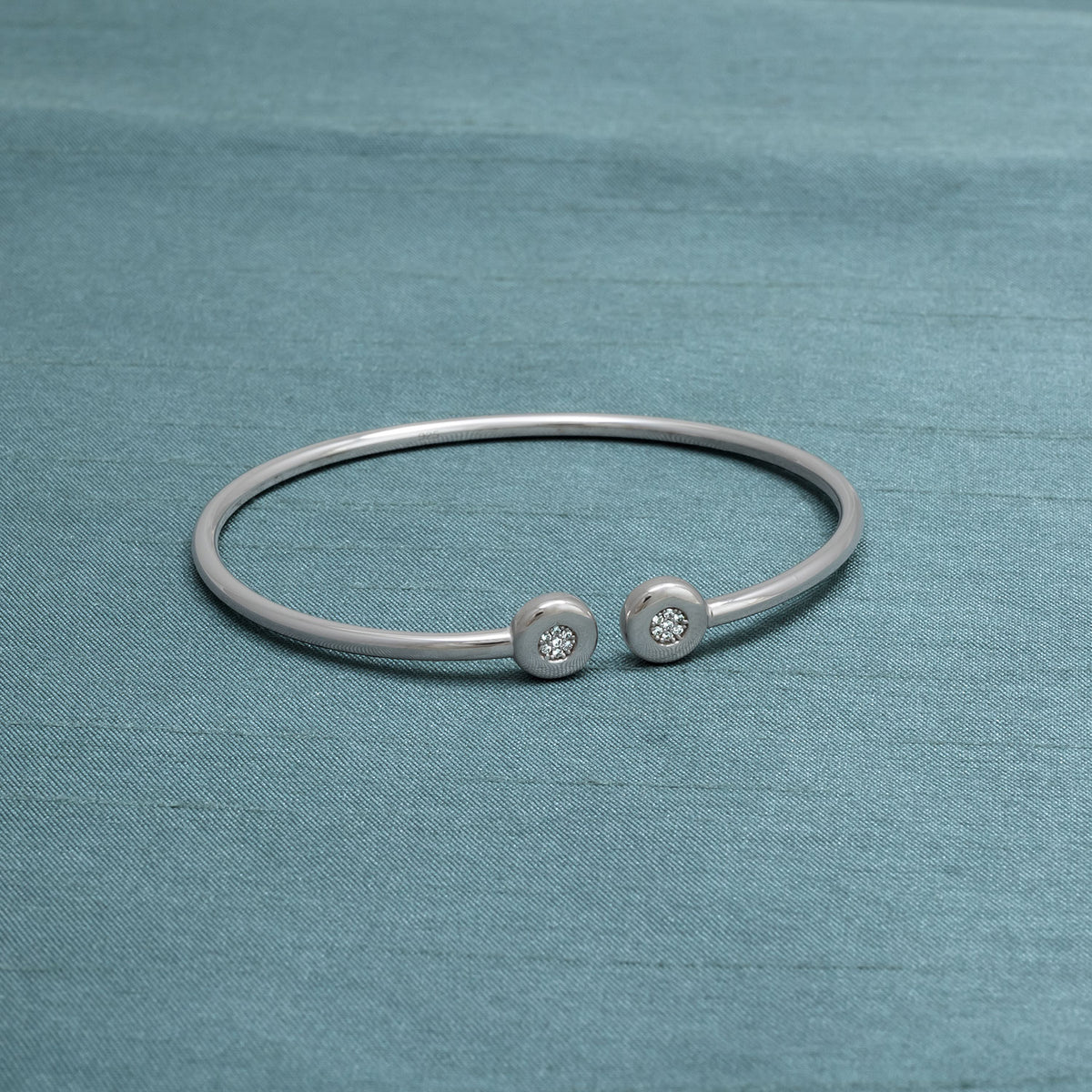 Silver Pavé Discs Flexi Cuff Bangle