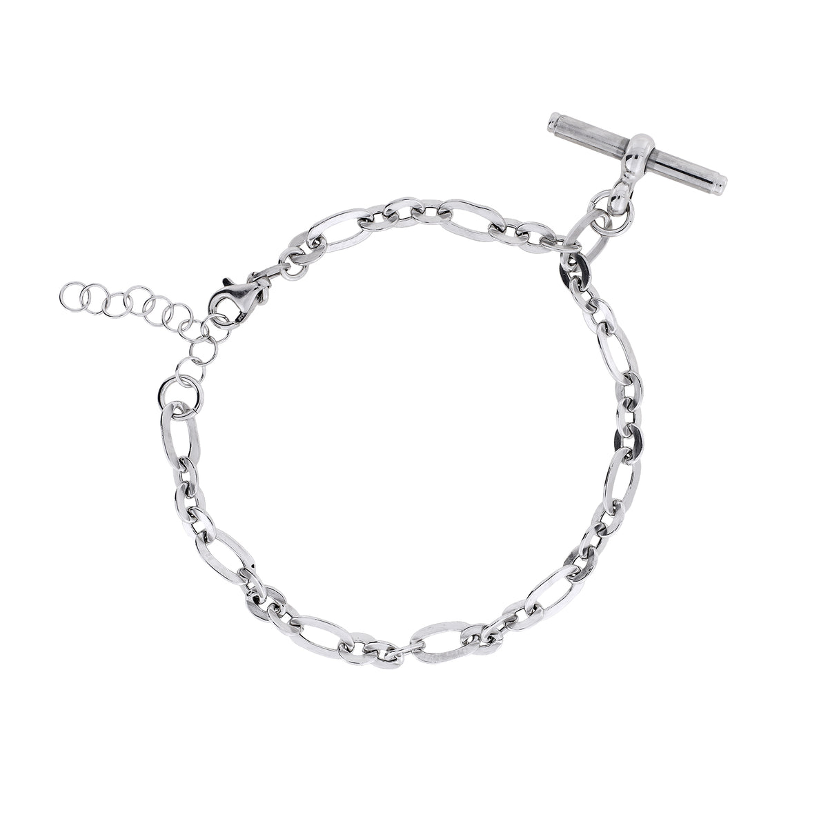 Silver Linked Bracelet with Hanging T-Bar