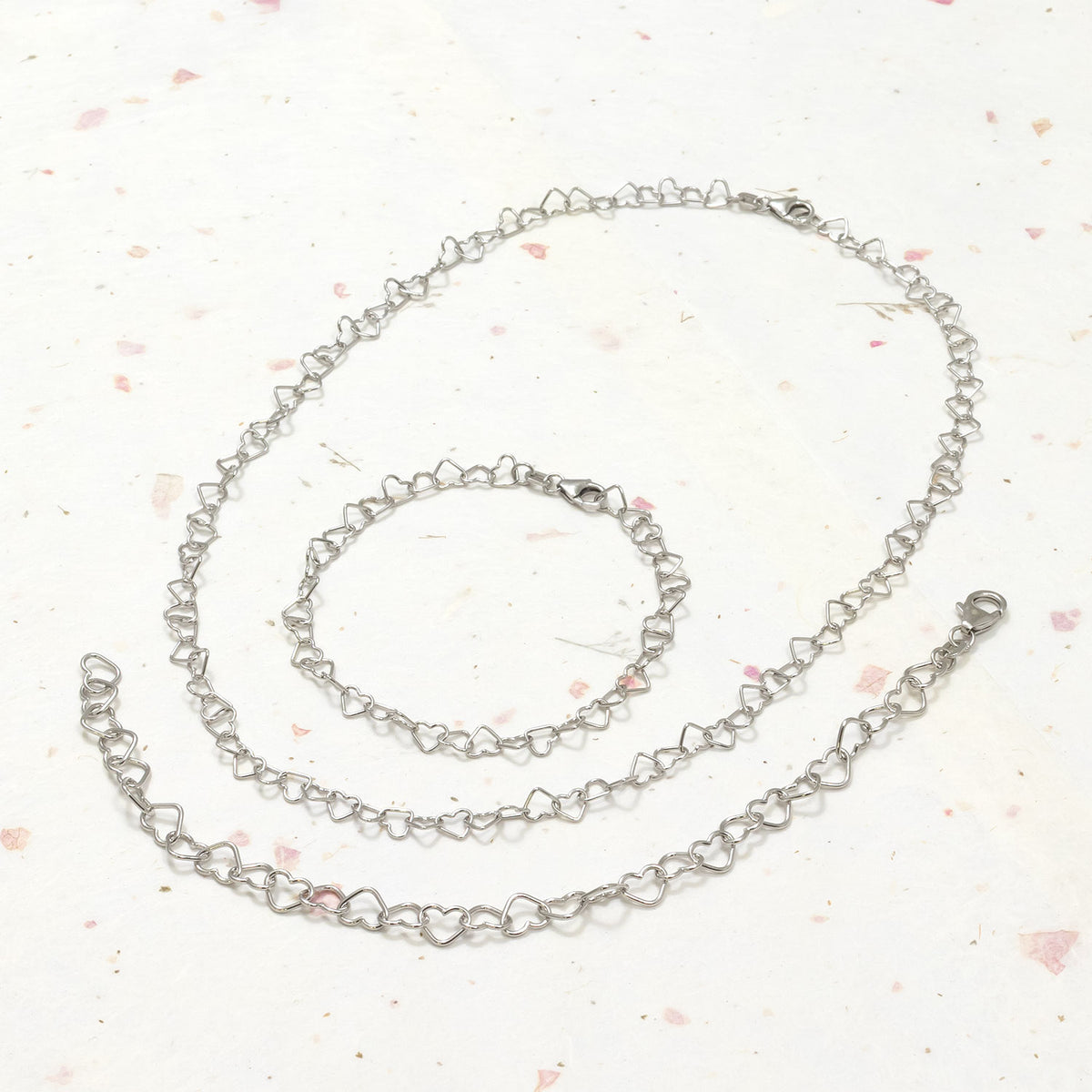 Silver Heart Links Bracelet