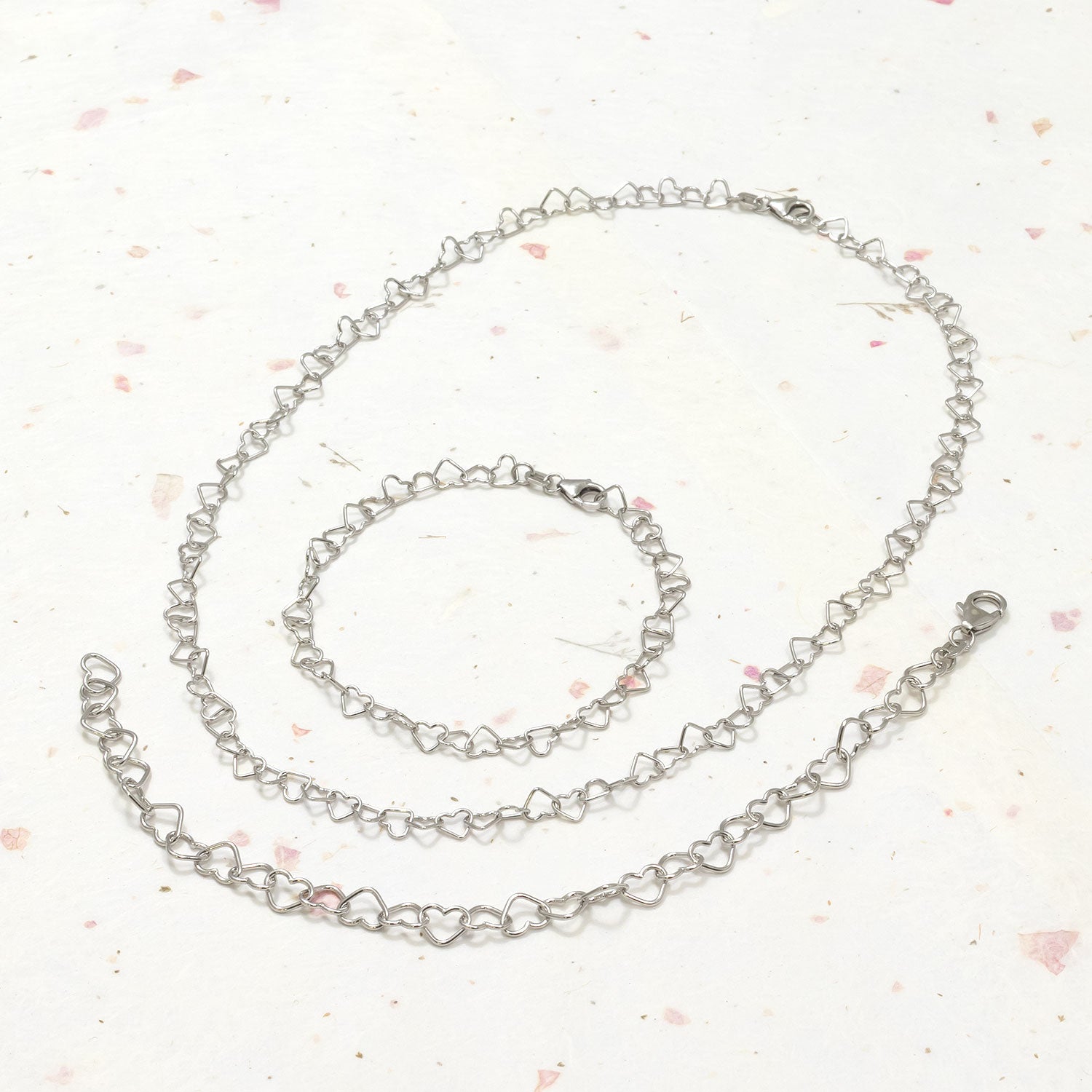 Silver Heart Links Bracelet