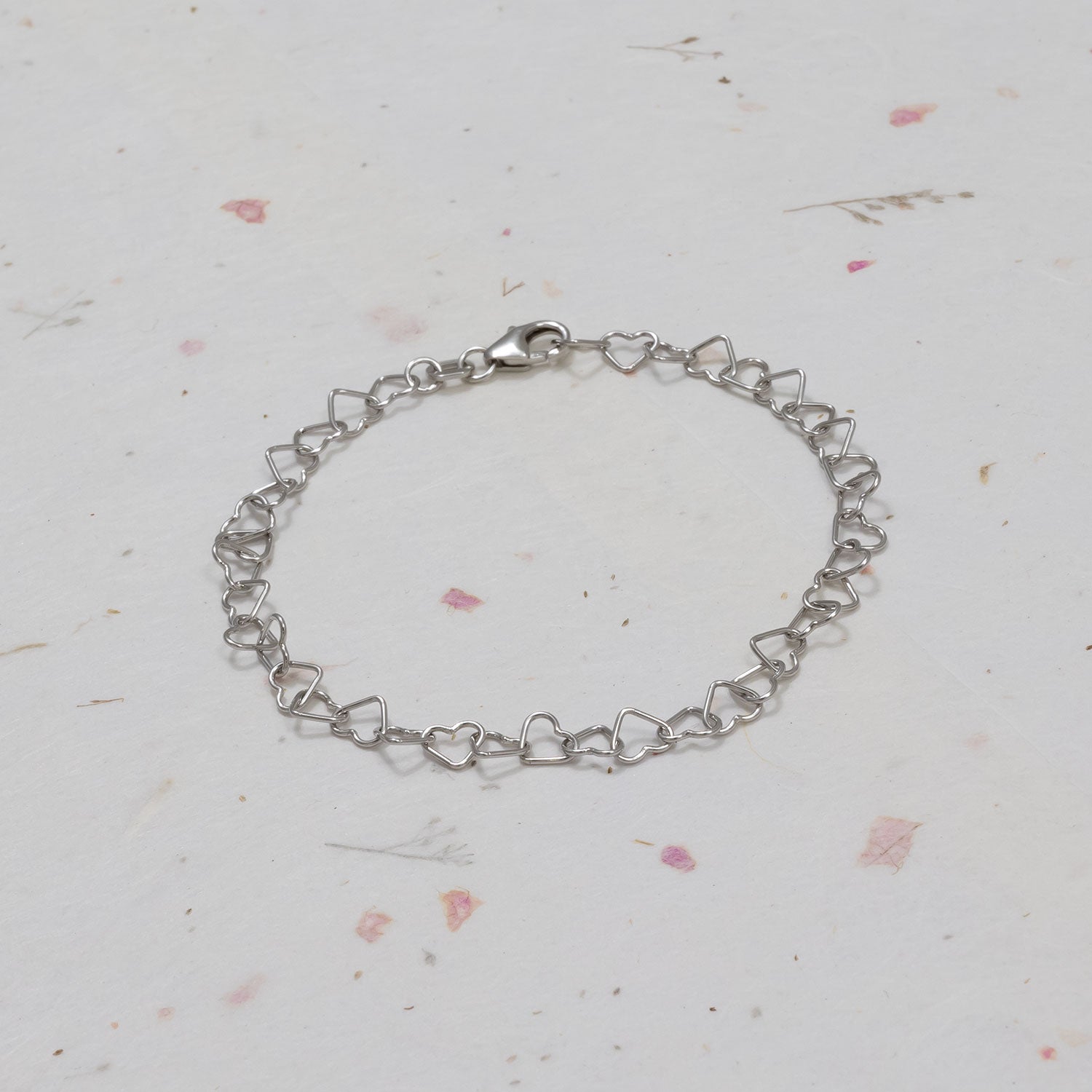 Silver Miniature Heart Links Bracelet