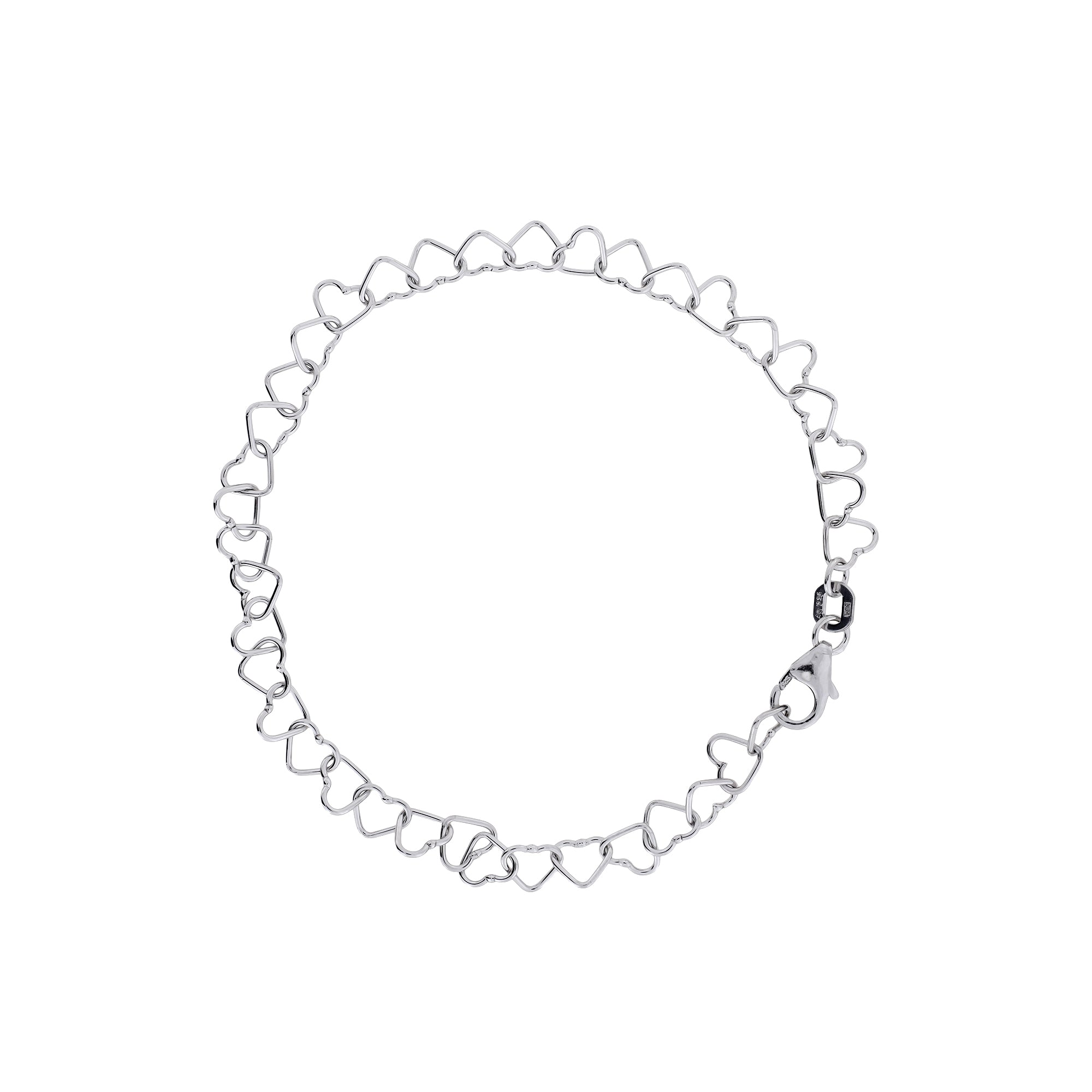 Silver Miniature Heart Links Bracelet