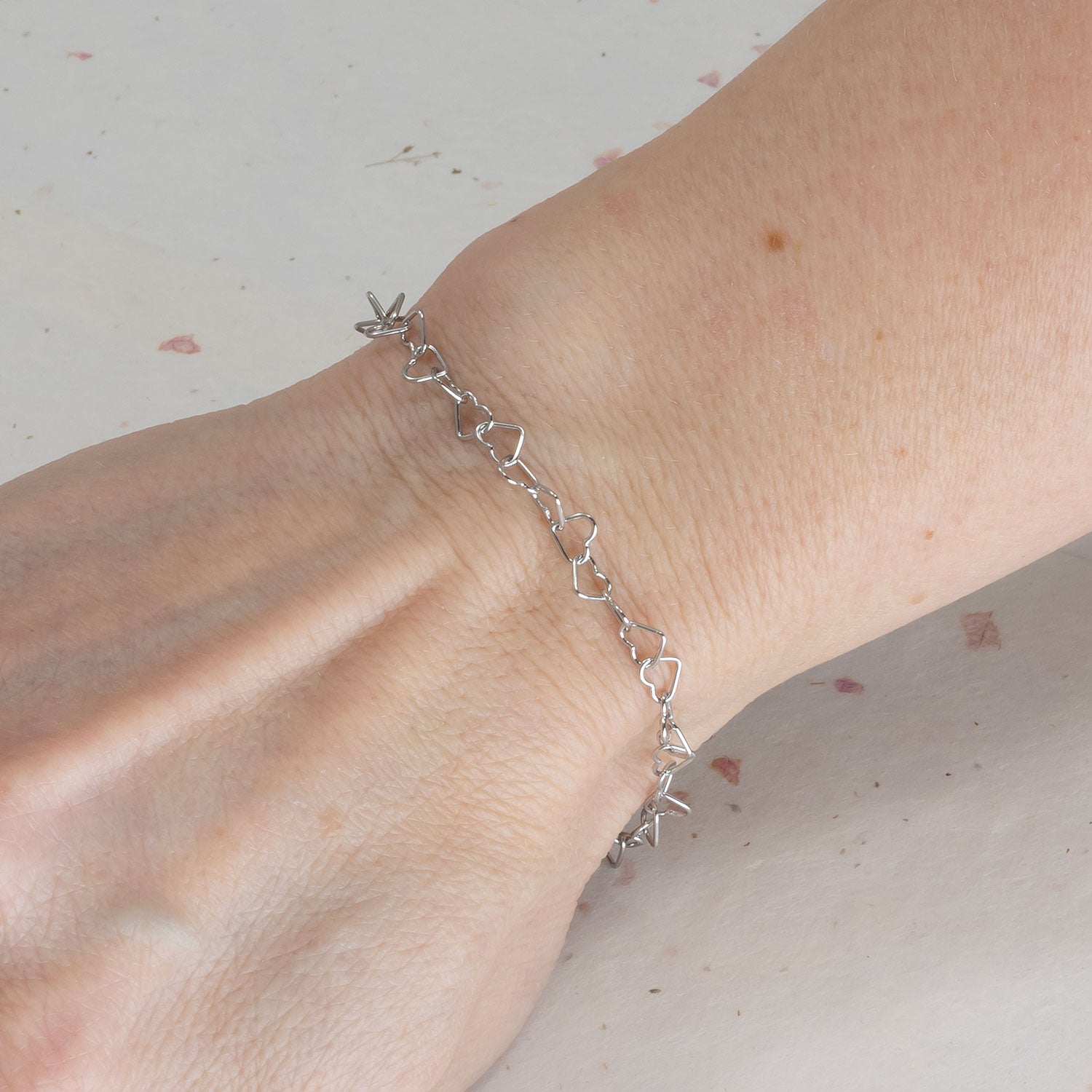 Silver Miniature Heart Links Bracelet