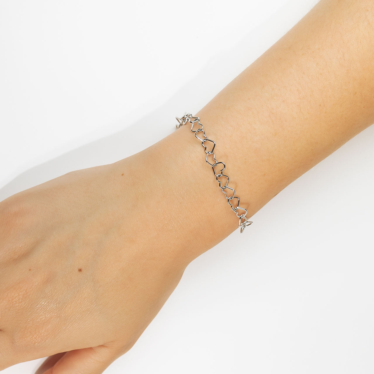 Silver Heart Links Bracelet