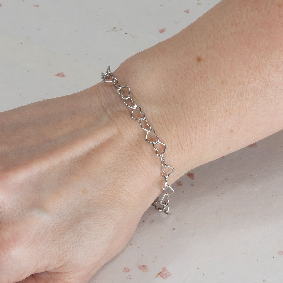 Silver Heart Links Bracelet
