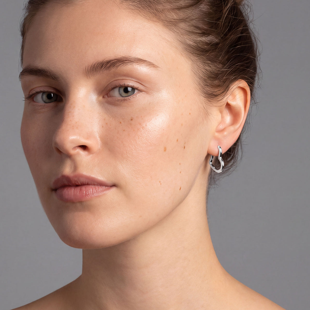 Silver Heart Hoop Earrings