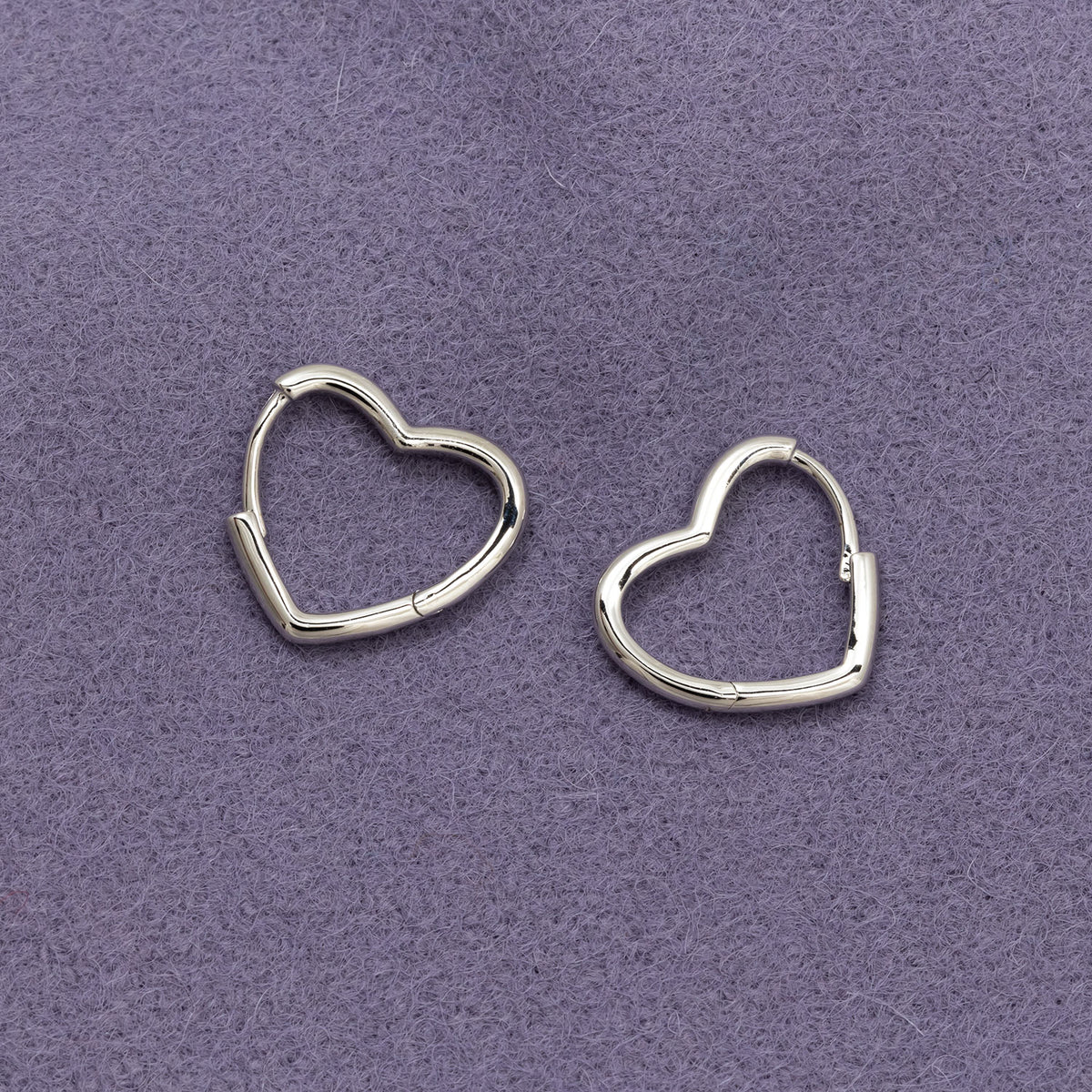 Silver Heart Hoop Earrings