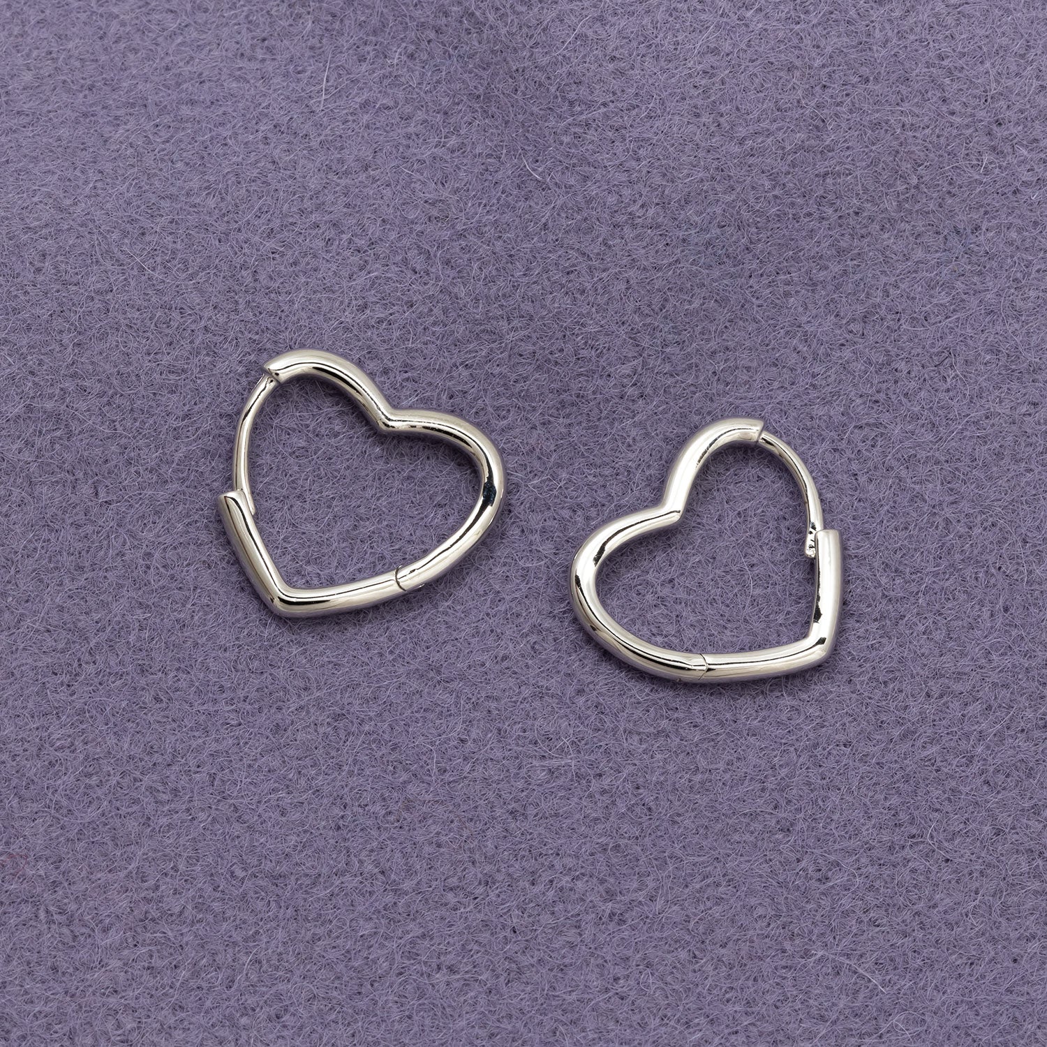 Silver Heart Hoop Earrings