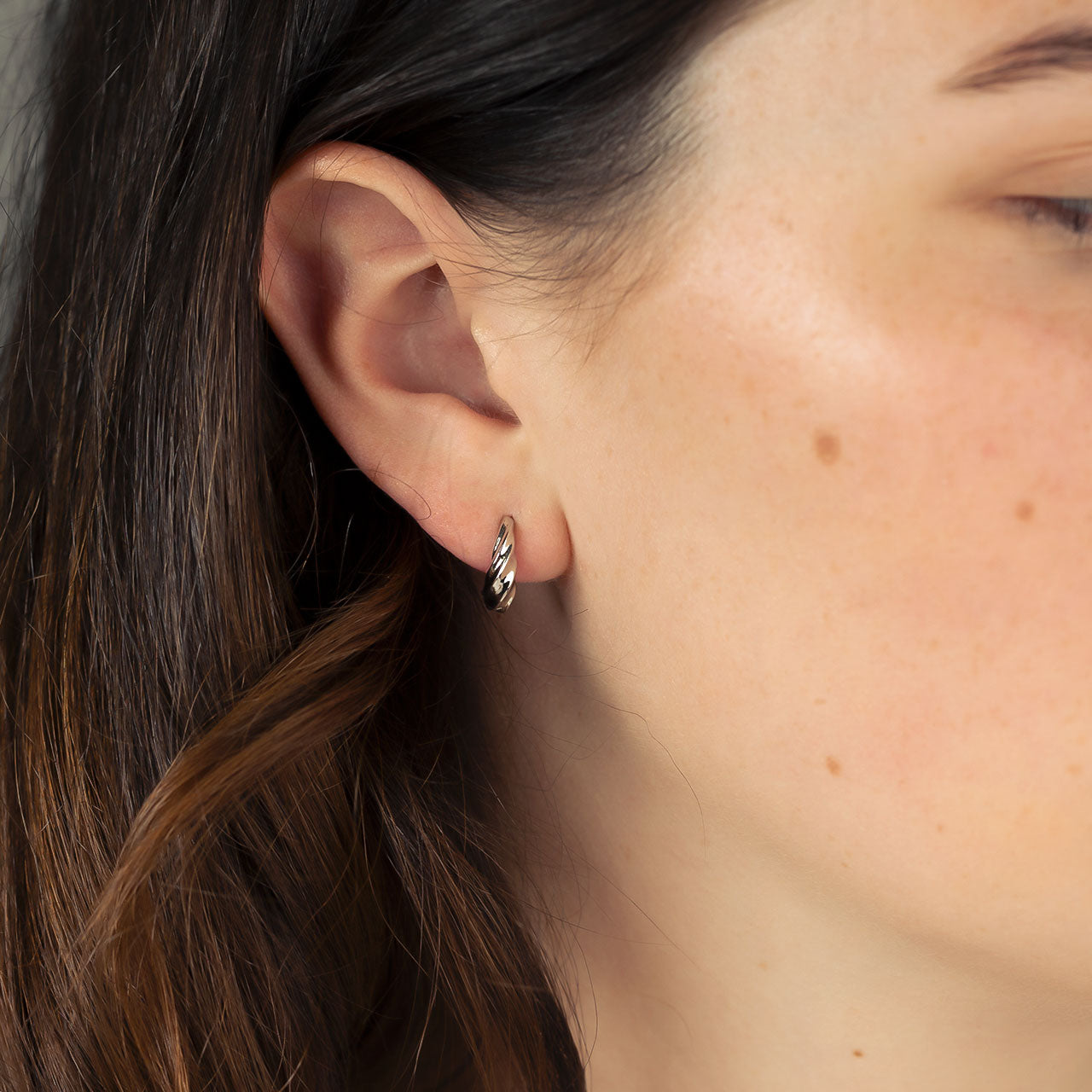 Silver Twisting Hinged Hoop Earrings