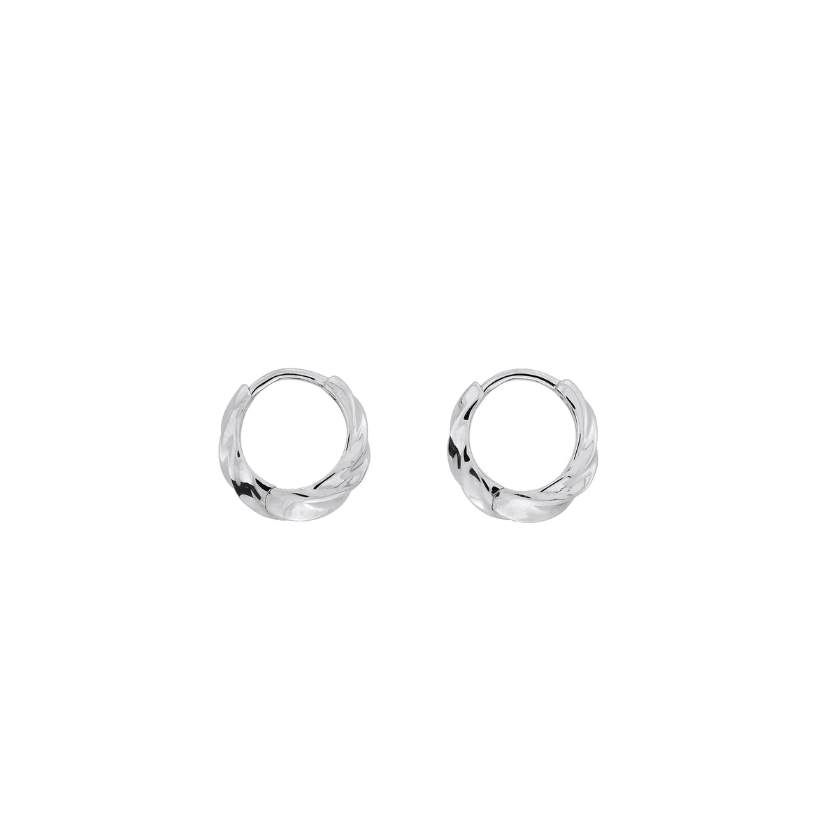 Silver Twisting Hinged Hoop Earrings