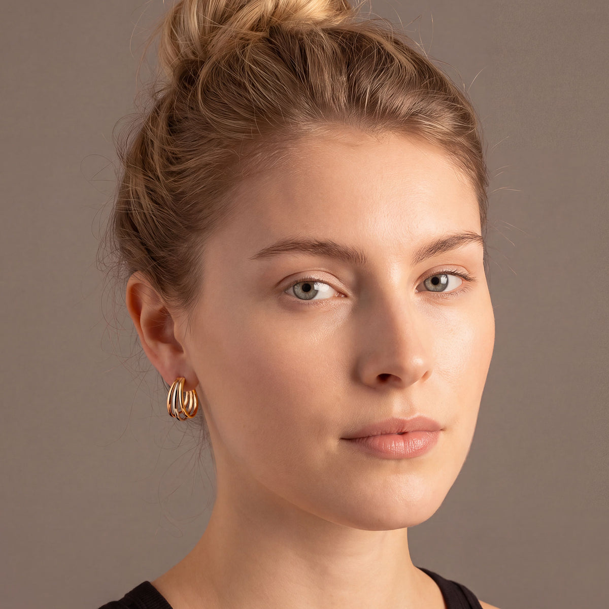 Three Colour Hinged Hoop Earrings