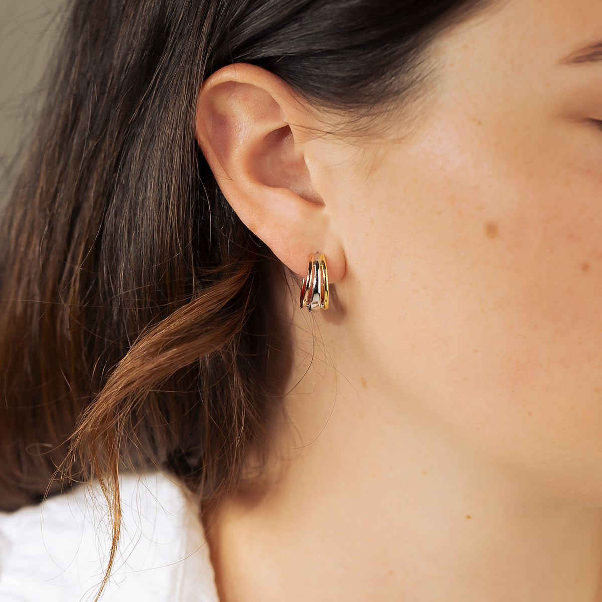 Three Colour Hinged Hoop Earrings