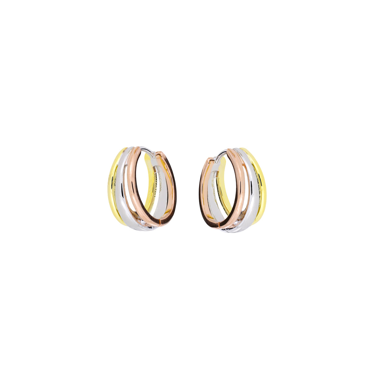 Three Colour Hinged Hoop Earrings