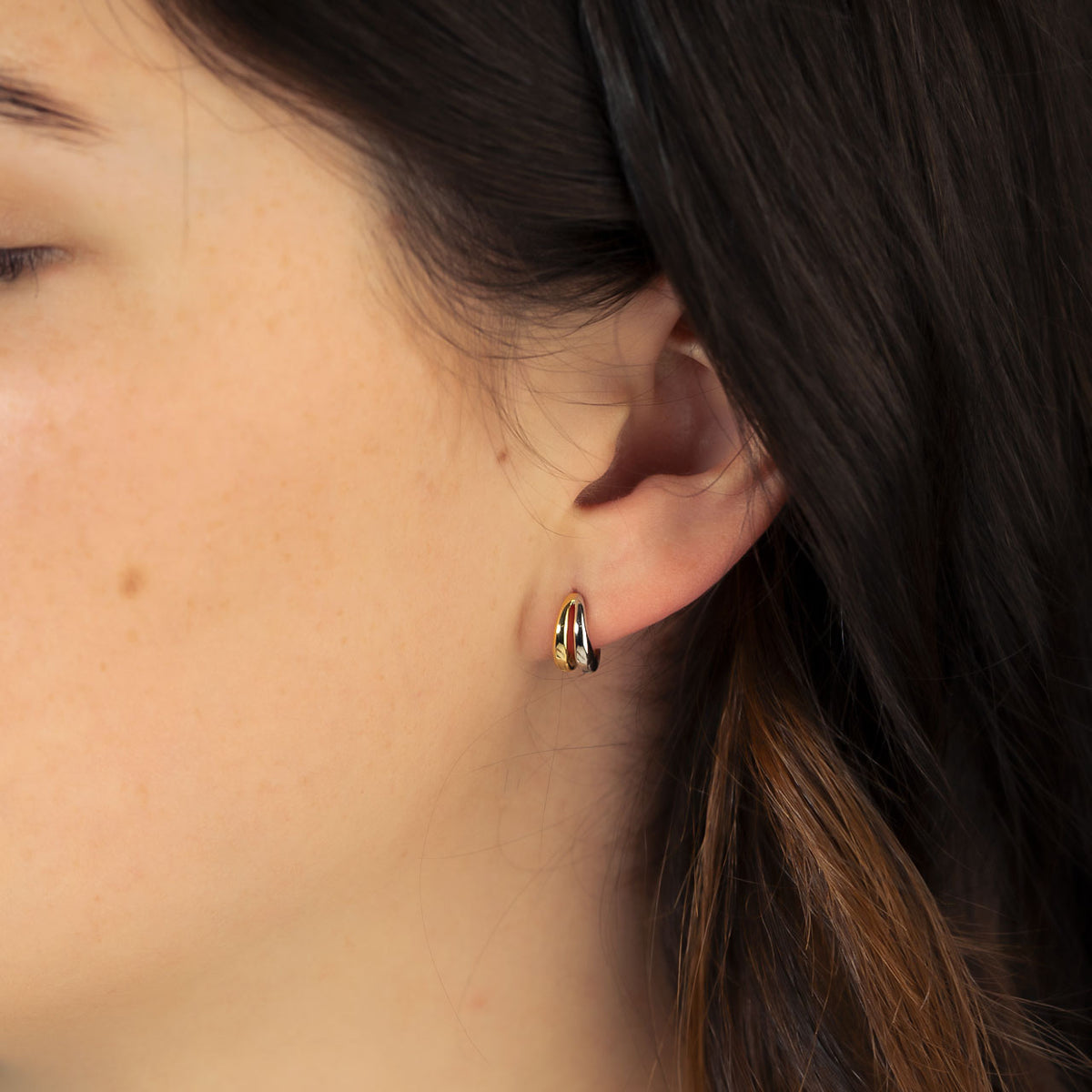 Two Colour Mini Hinged Hoop Earrings