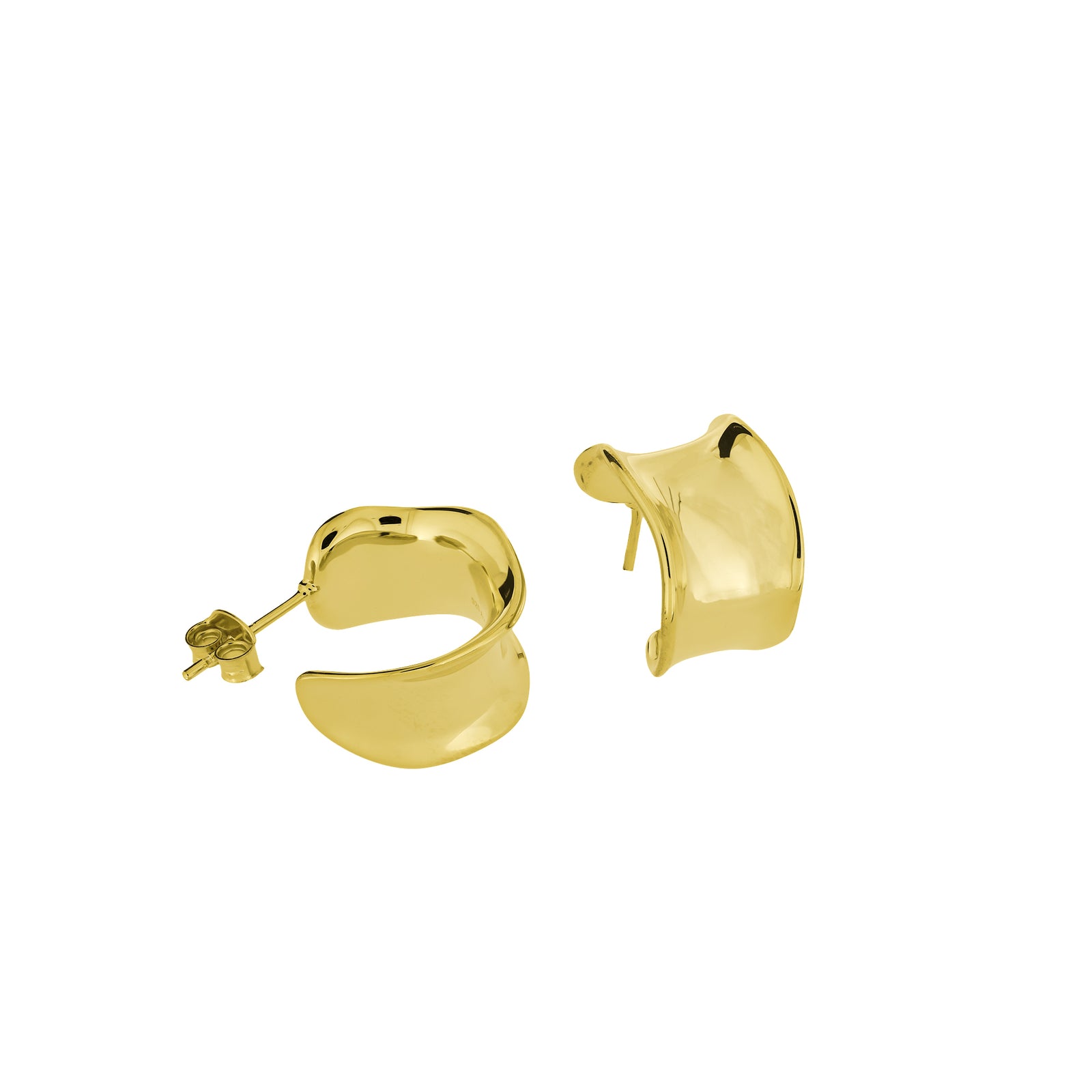 Gold Vermeil Bevelled Wavy Hoop Earrings