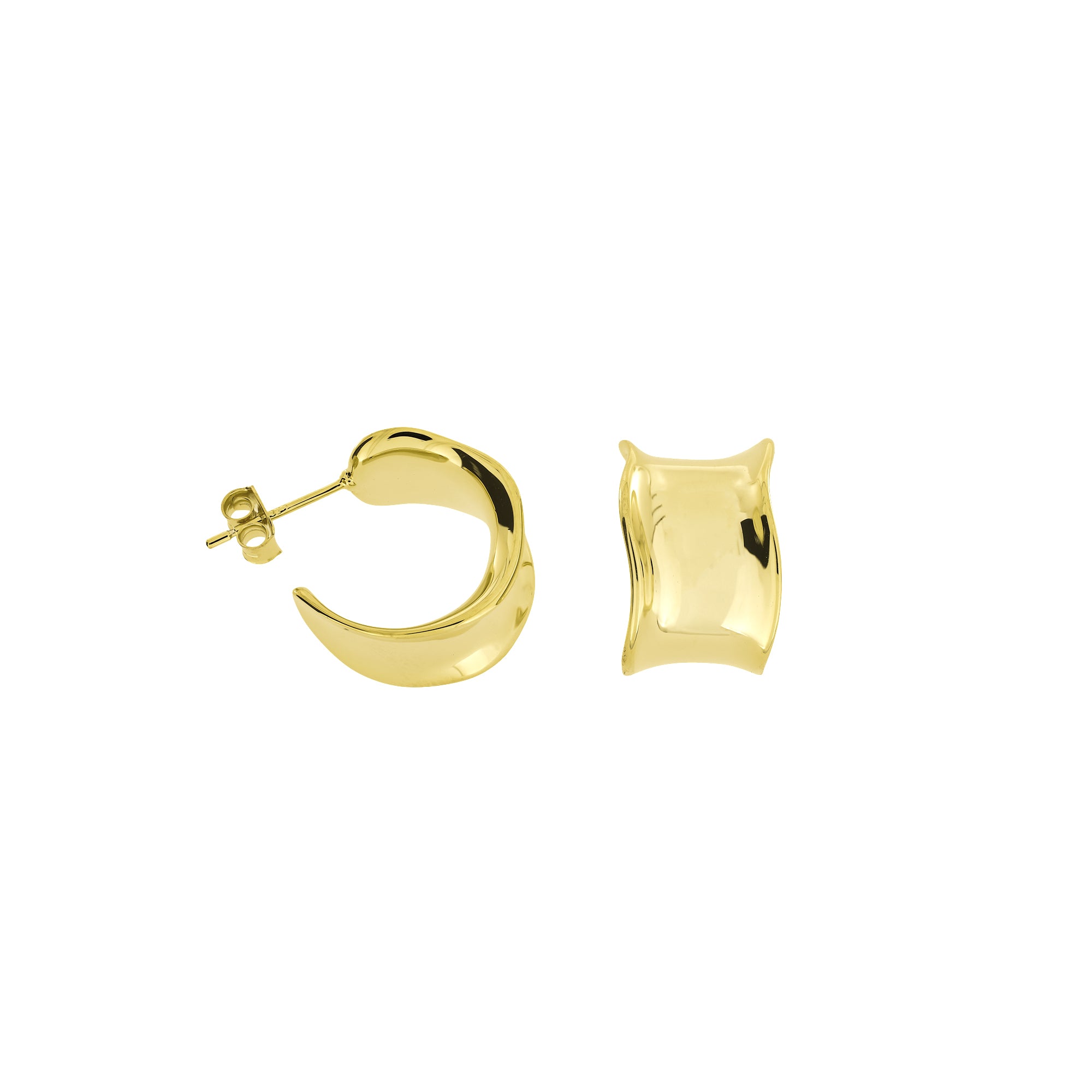 Gold Vermeil Bevelled Wavy Hoop Earrings