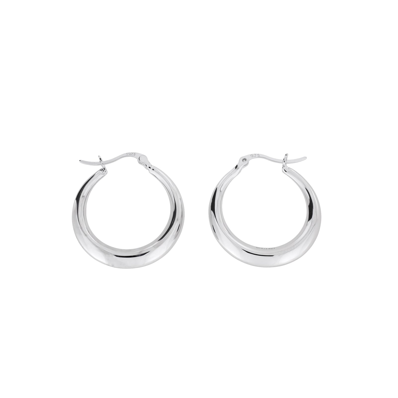 Silver Bevelled Large Hoop Earrings