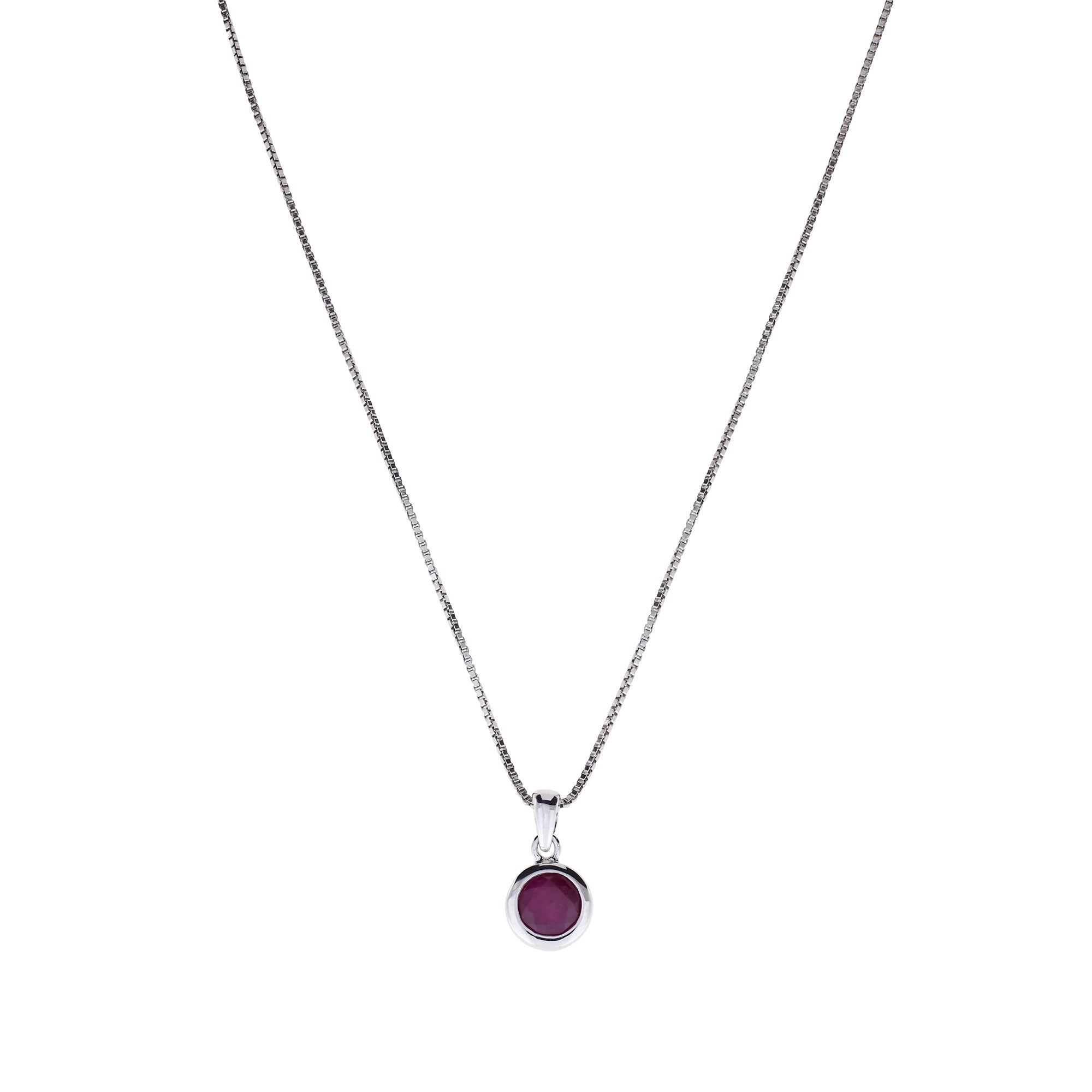 Sterling Silver Brilliant Cut Ruby Pendant