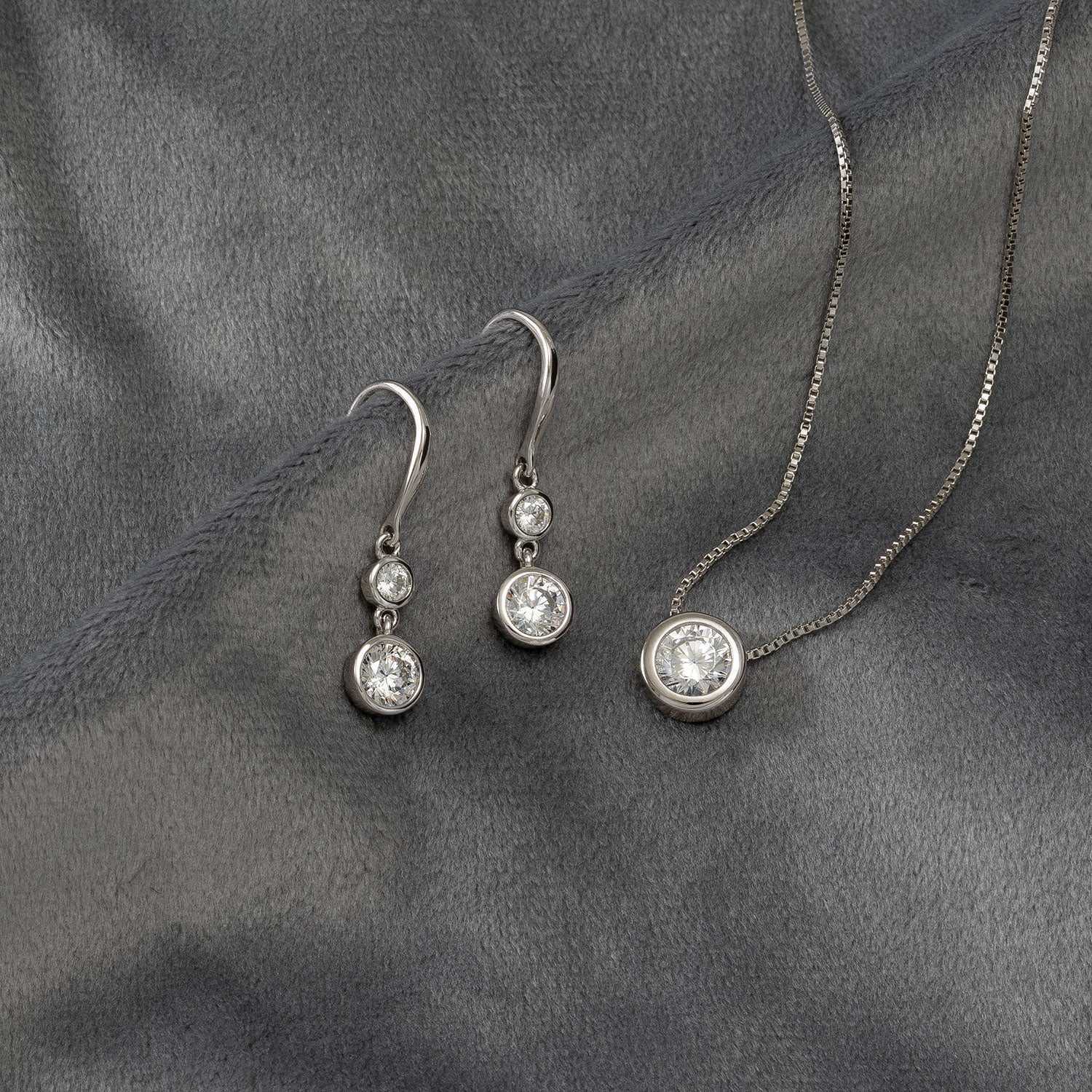 Sterling Silver Brilliant Cut Stone Set Drop Earrings