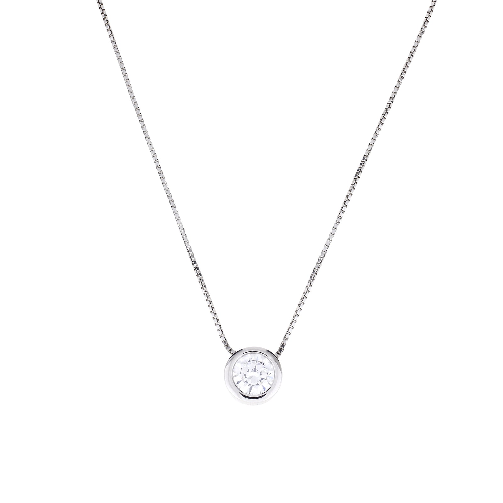 Sterling Silver Brilliant Cut Stone Set Pendant - Clear