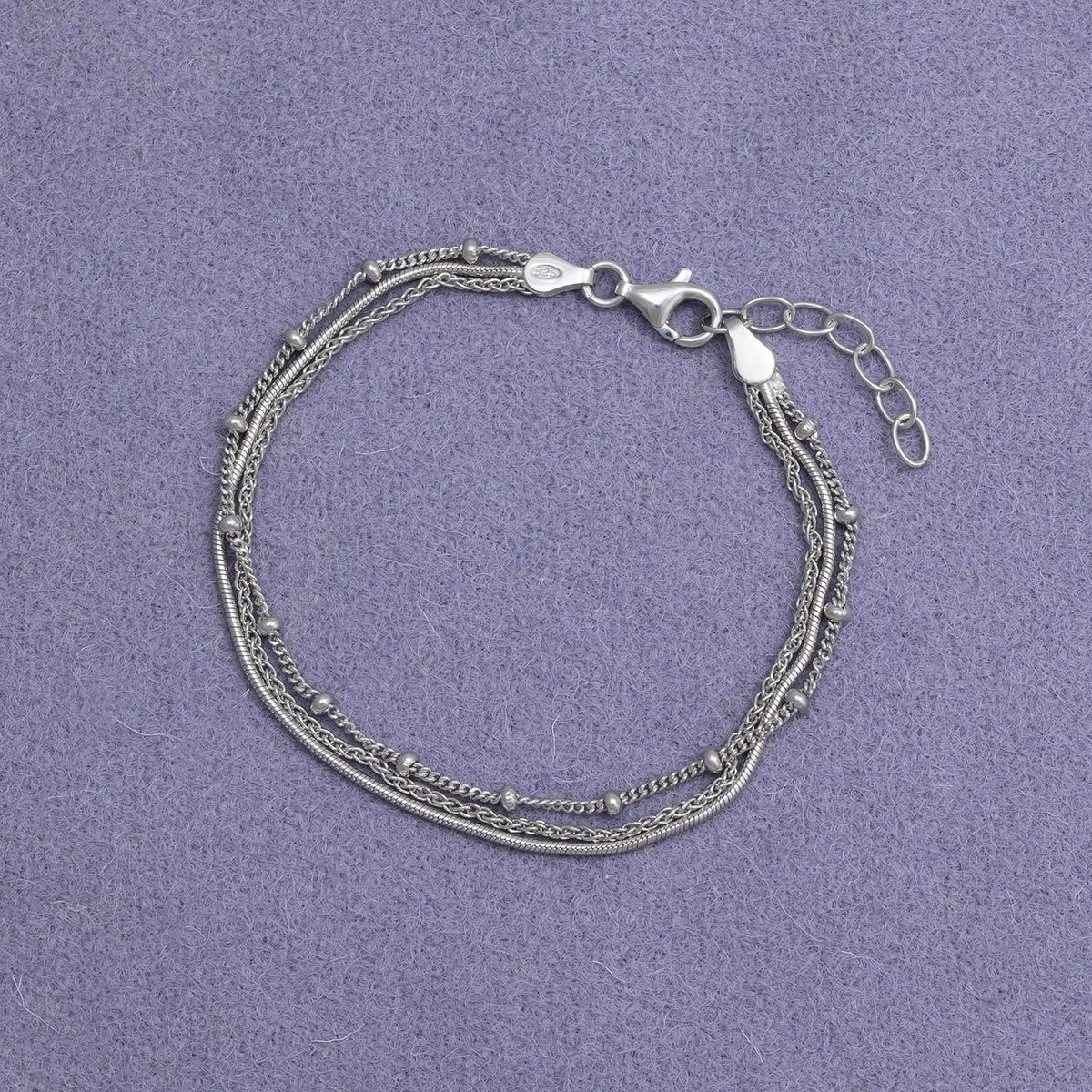Silver Triple Strand Chain Bracelet