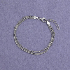 Silver Triple Strand Chain Bracelet - Azendi