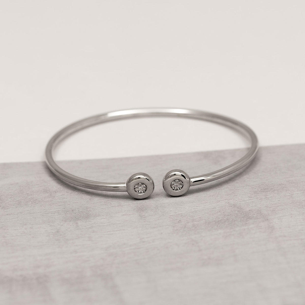 Silver Pavé Discs Flexi Cuff Bangle