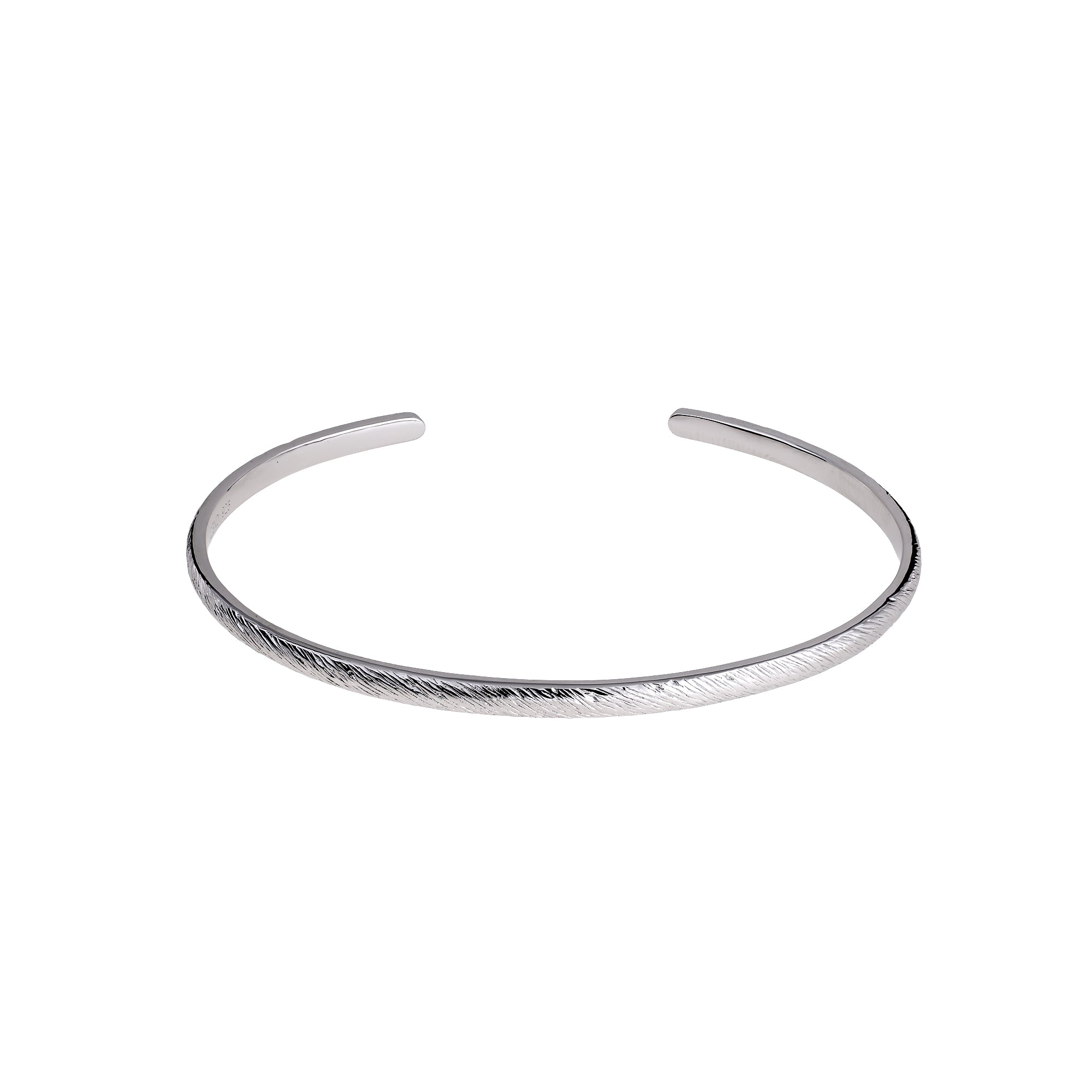 Sterling Silver Diagonal Textured Elements Slim Cuff