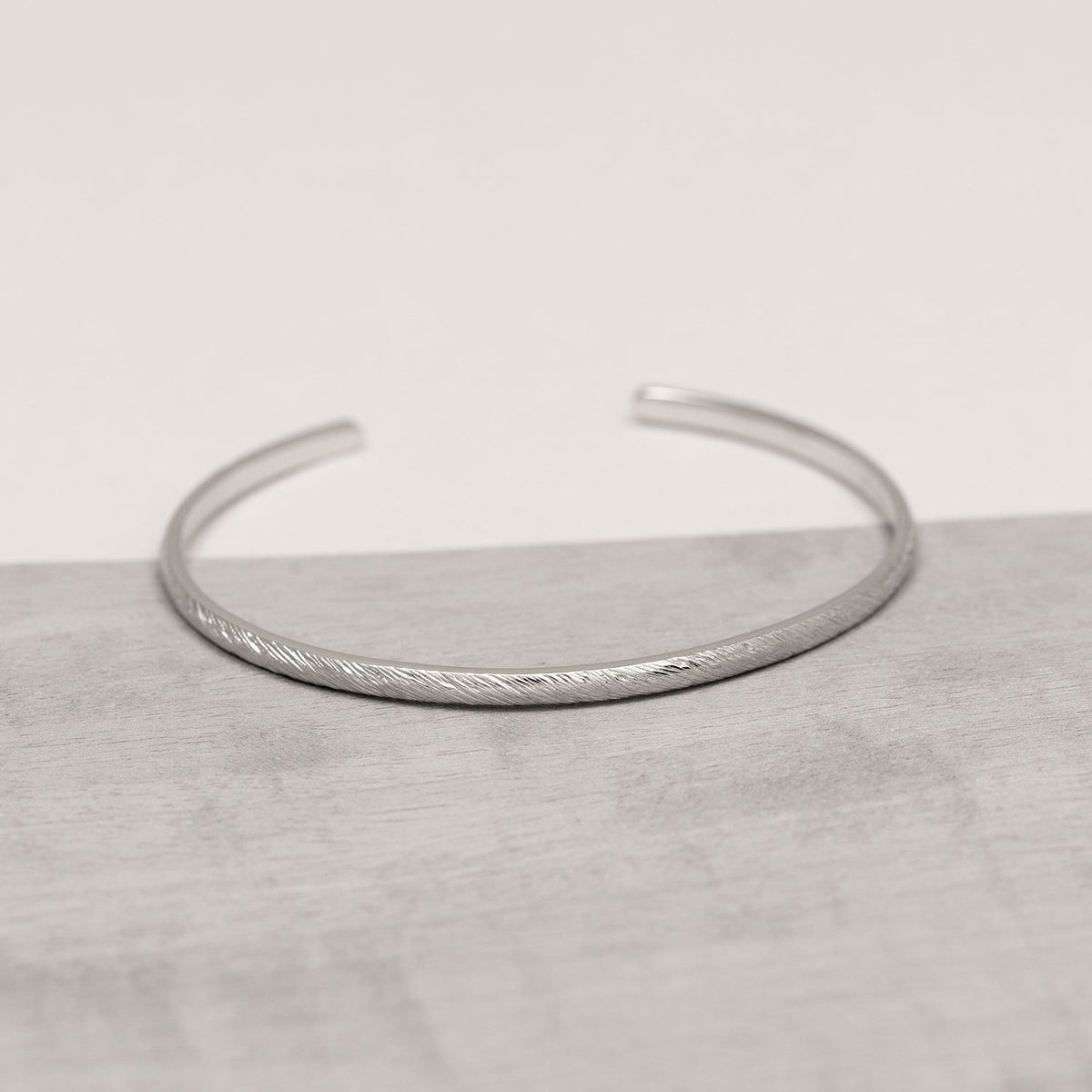 Sterling Silver Diagonal Textured Elements Slim Cuff