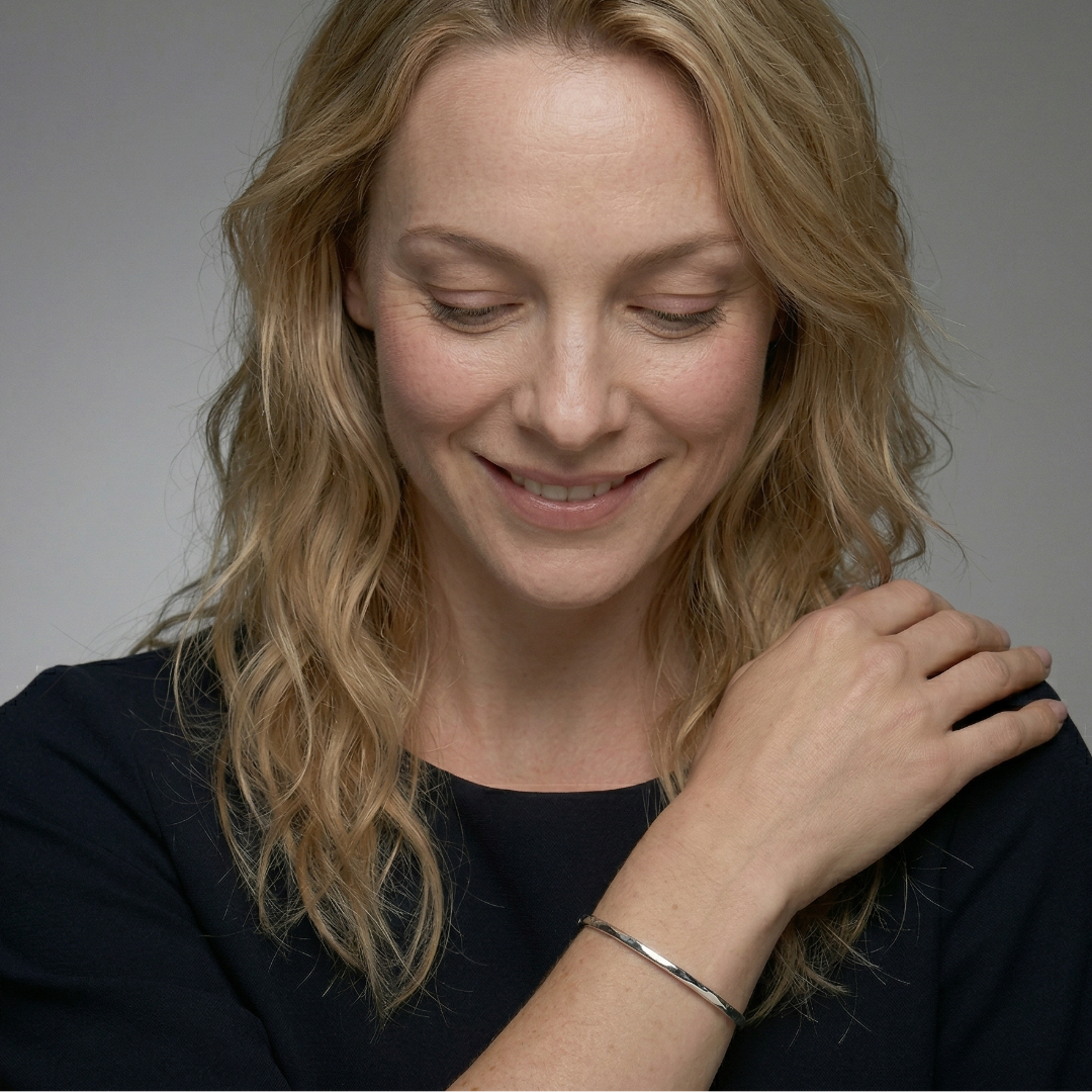 Sterling Silver Faceted Elements Slim Cuff