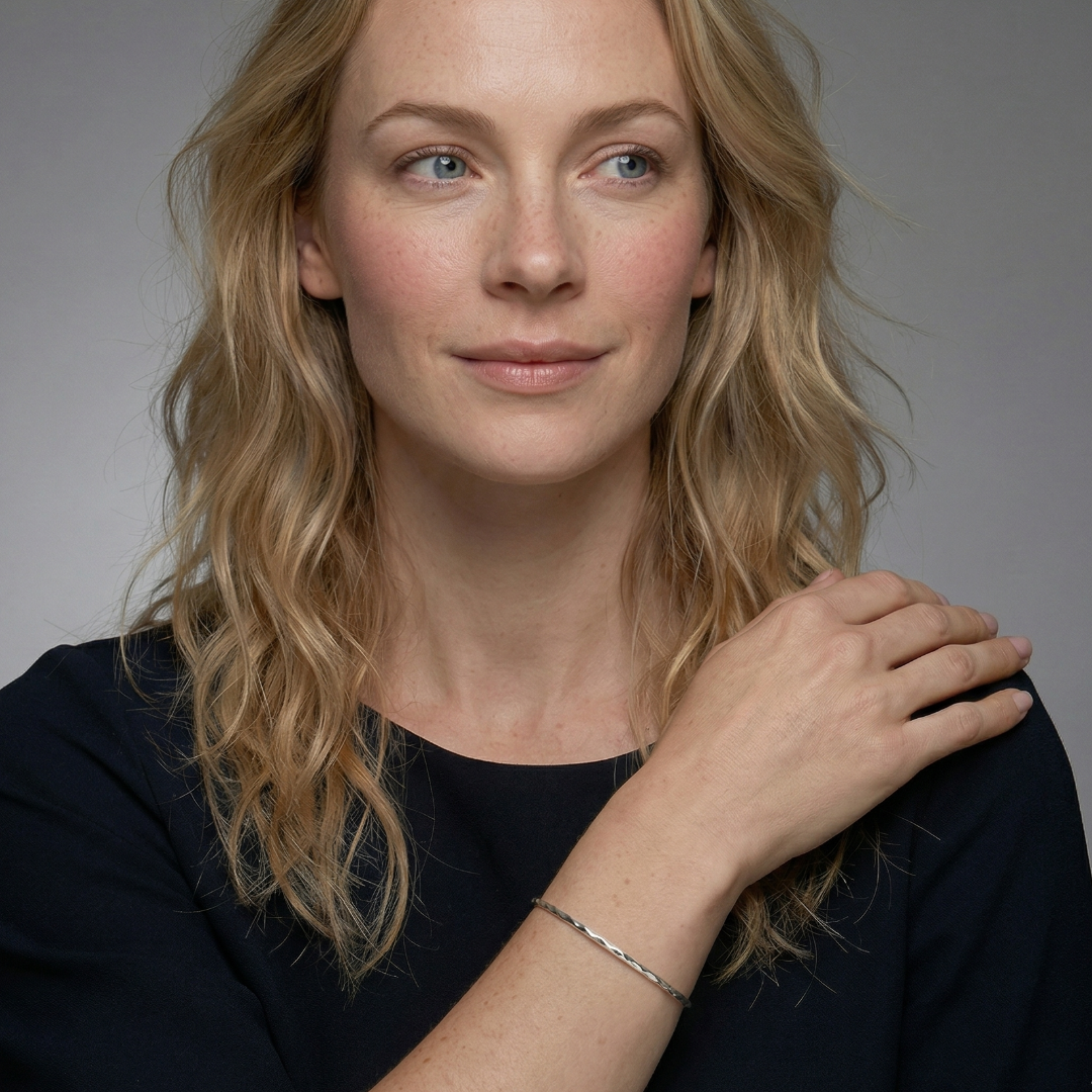 Sterling Silver Polished Twist Elements Slim Cuff