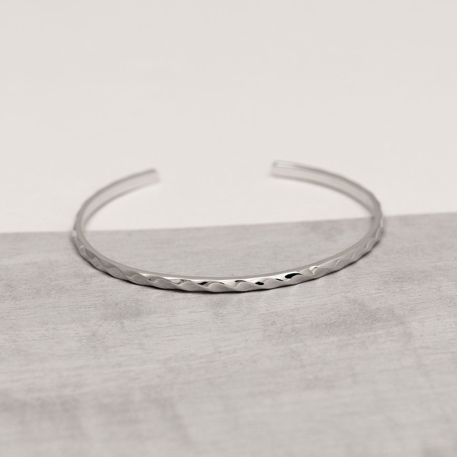 Sterling Silver Polished Twist Elements Slim Cuff