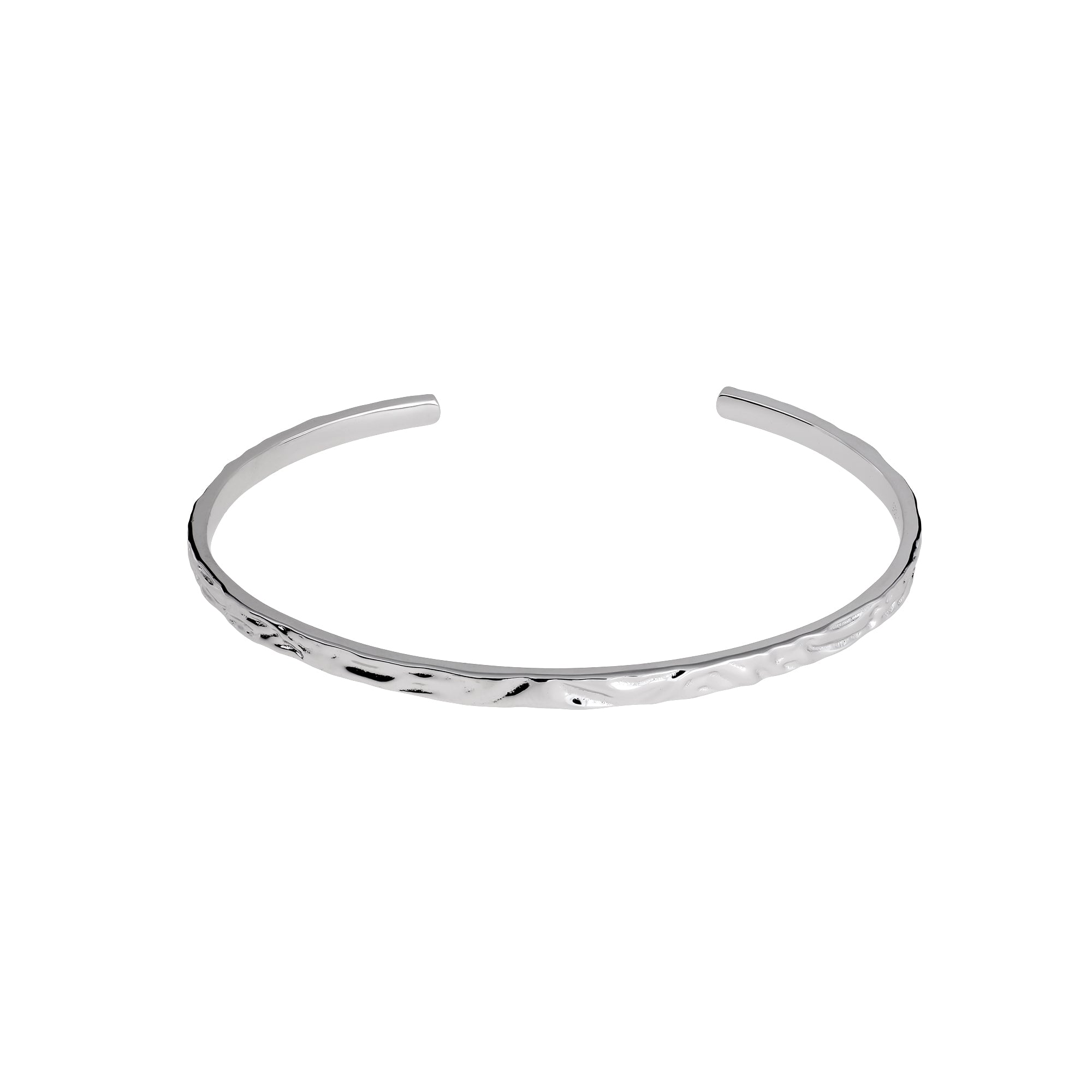 Sterling Silver Textured Waves Elements Slim Cuff