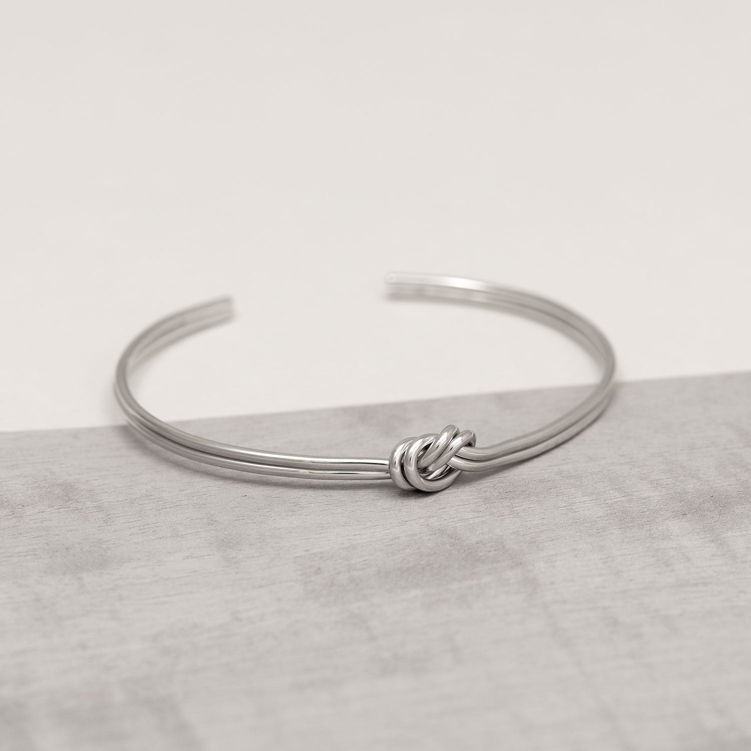 Silver Twin Strand Knot Cuff Bangle