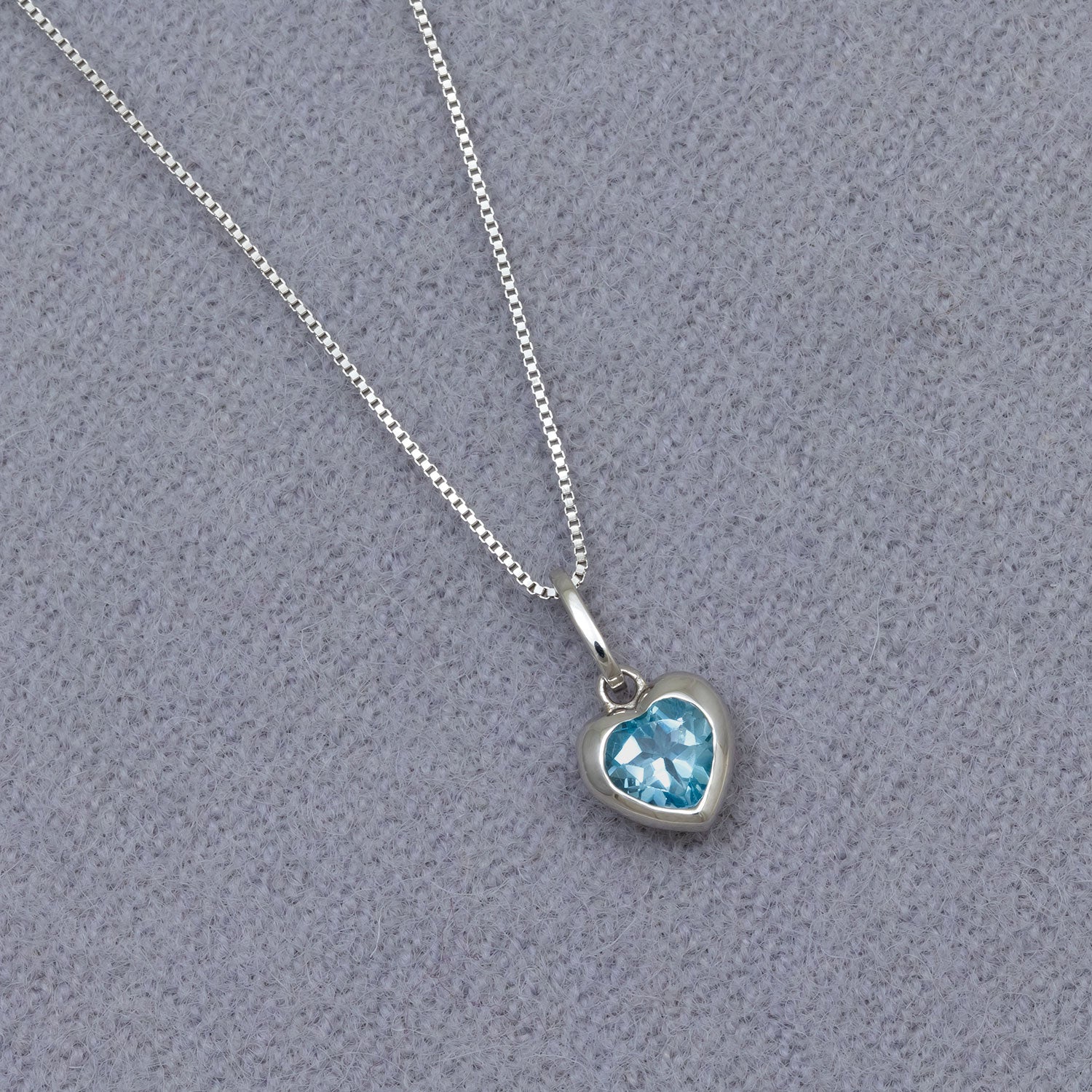 Sterling Silver & Blue Topaz Heart Pendant