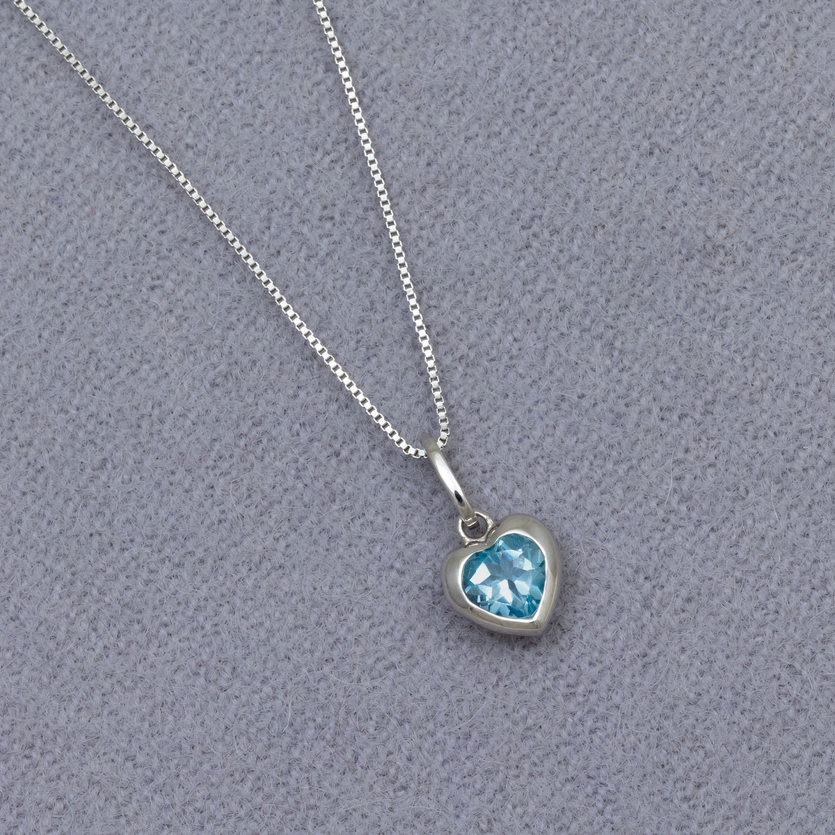 Sterling Silver & Blue Topaz Heart Pendant