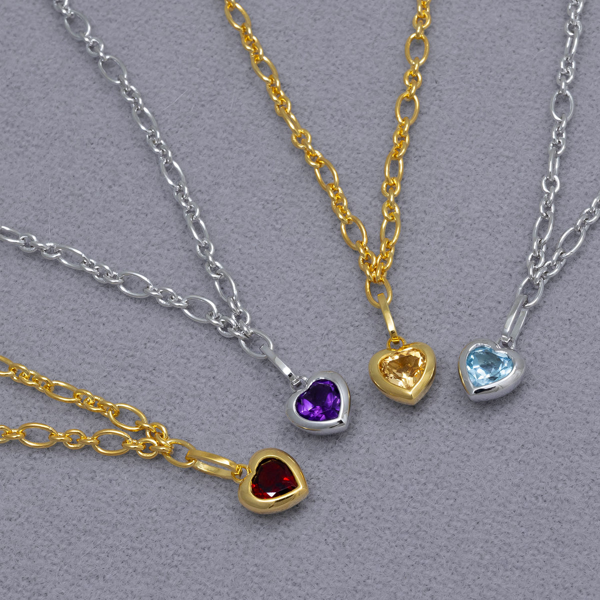 Gold Vermeil & Garnet Heart Charm Bracelet