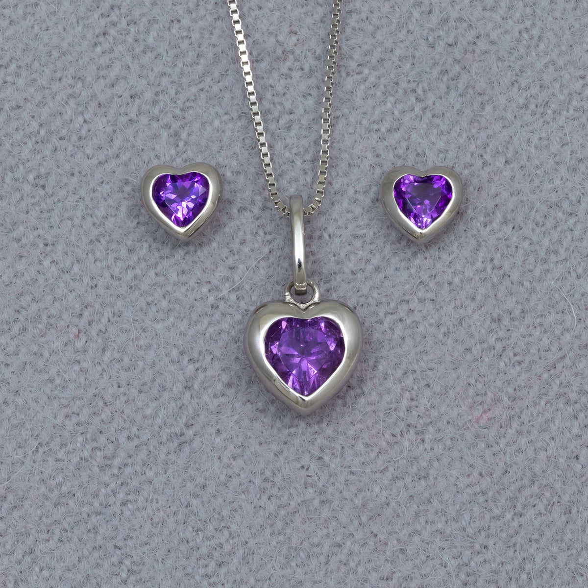Sterling Silver & Amethyst Heart Pendant